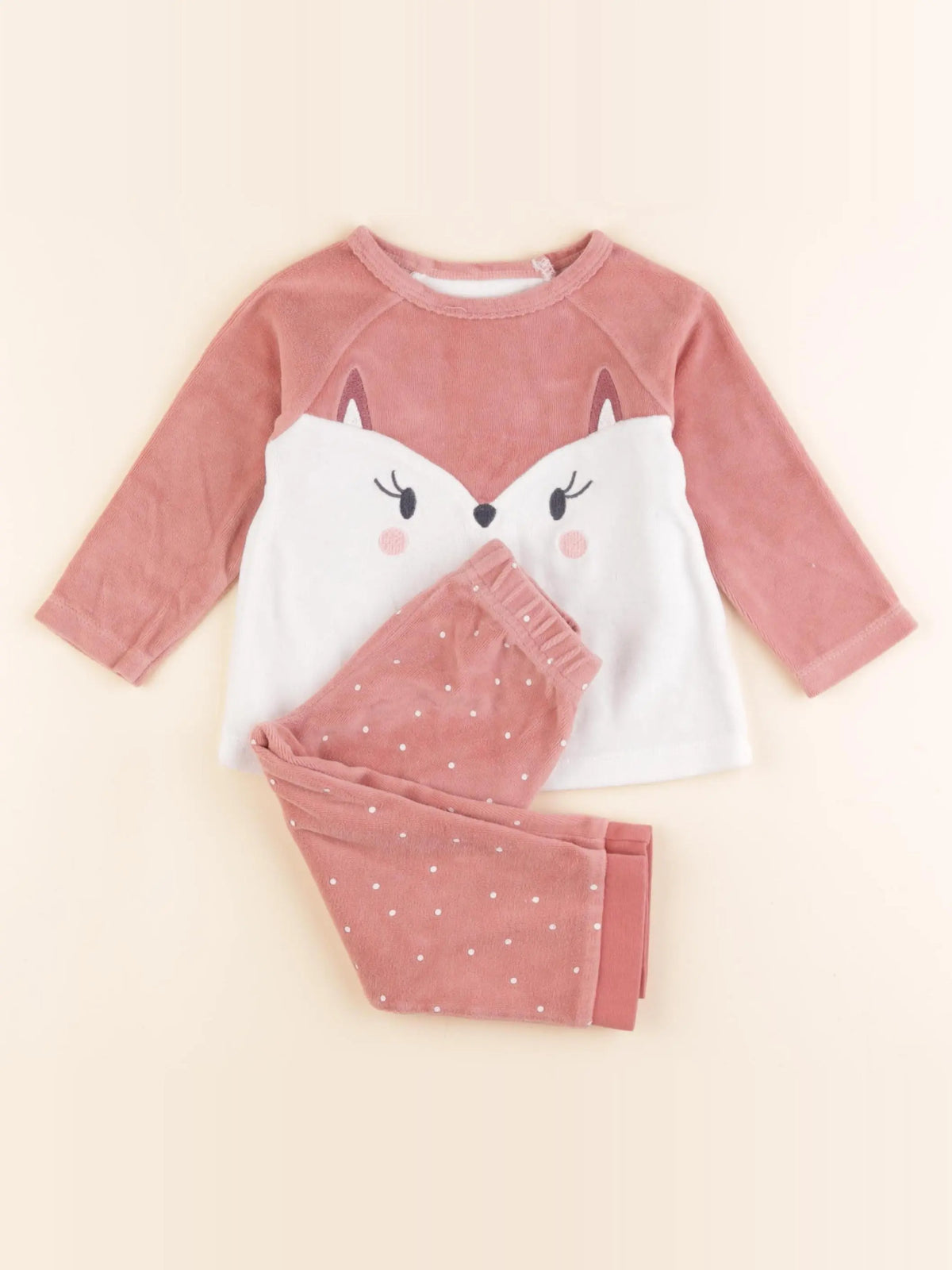 Vertbaudet - pyjama velours rose - 2 ans