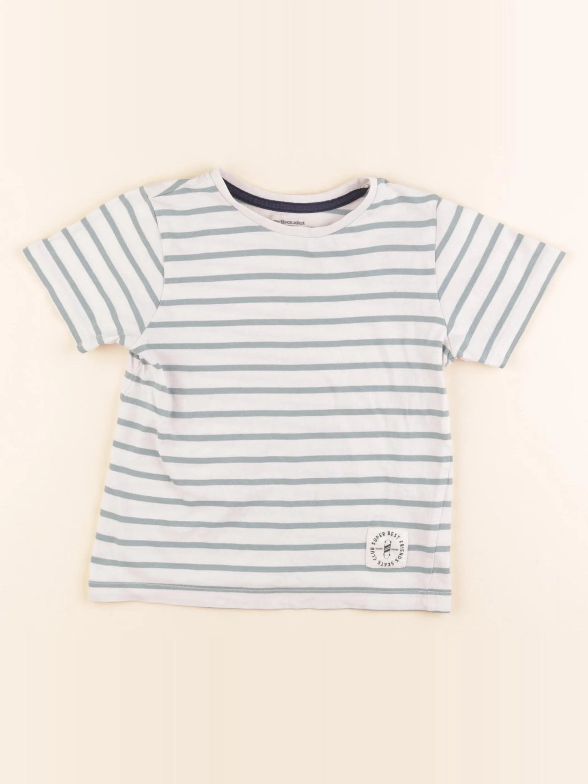 Vertbaudet - tee-shirt blanc, vert - 6 ans