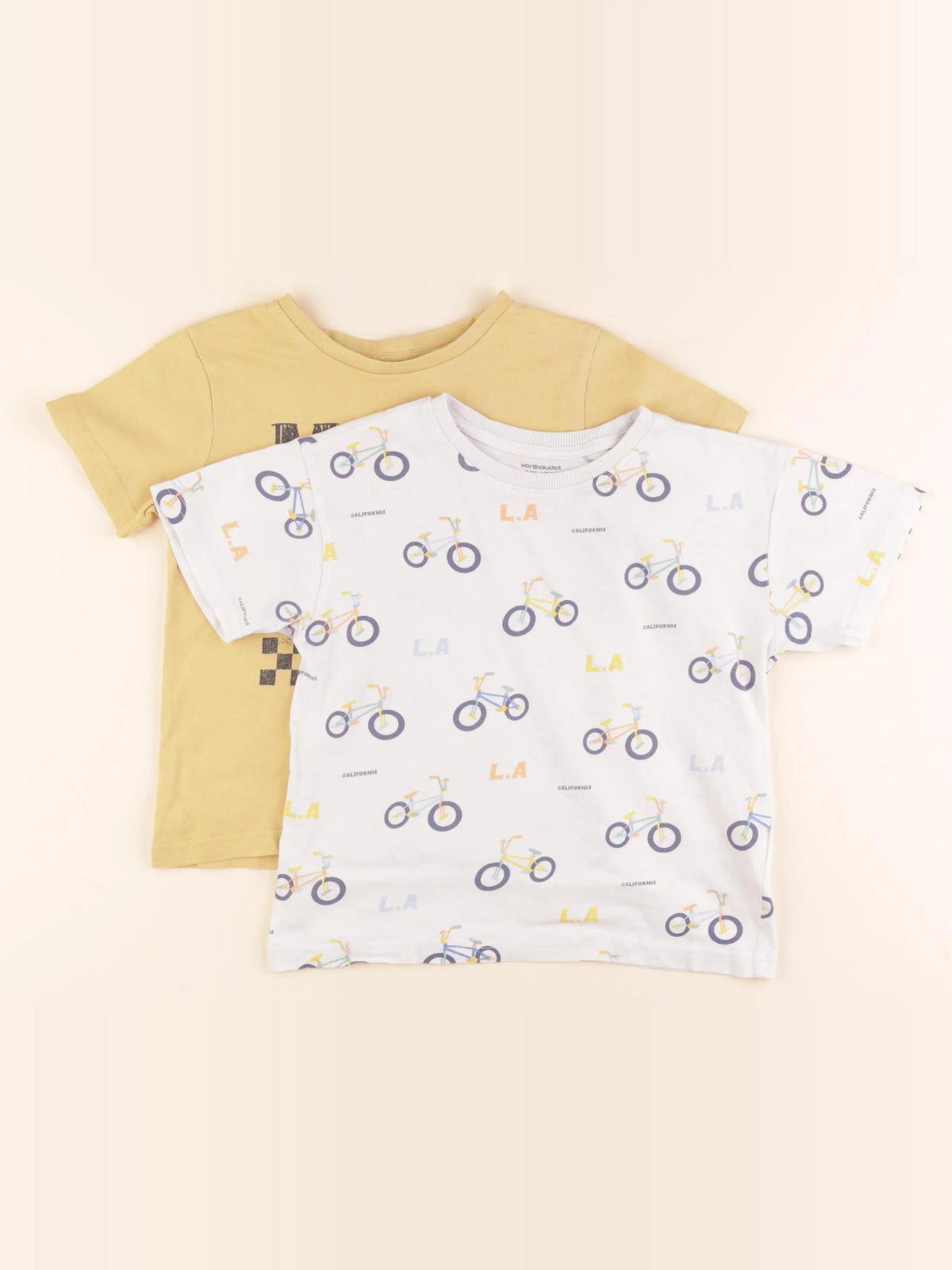 Vertbaudet - lot de 2 tee-shirts blanc, jaune - 6 ans