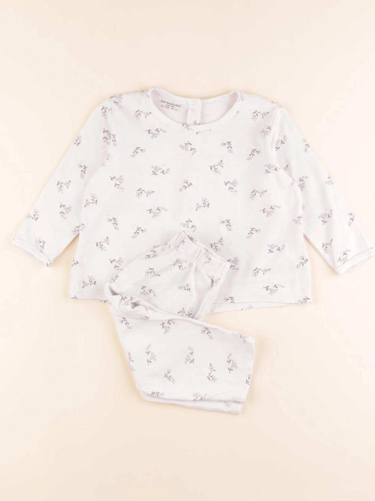 Vertbaudet - pyjama coton blanc - 24 mois