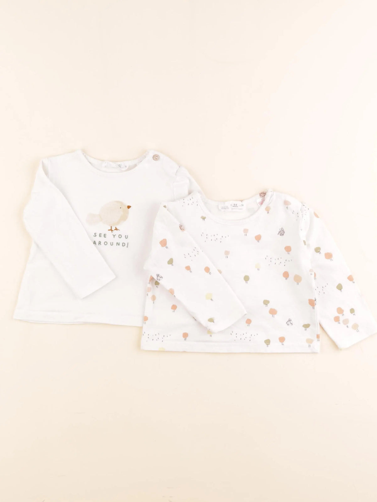 Zara - lot de 2 tee-shirts blanc - 6/9 mois