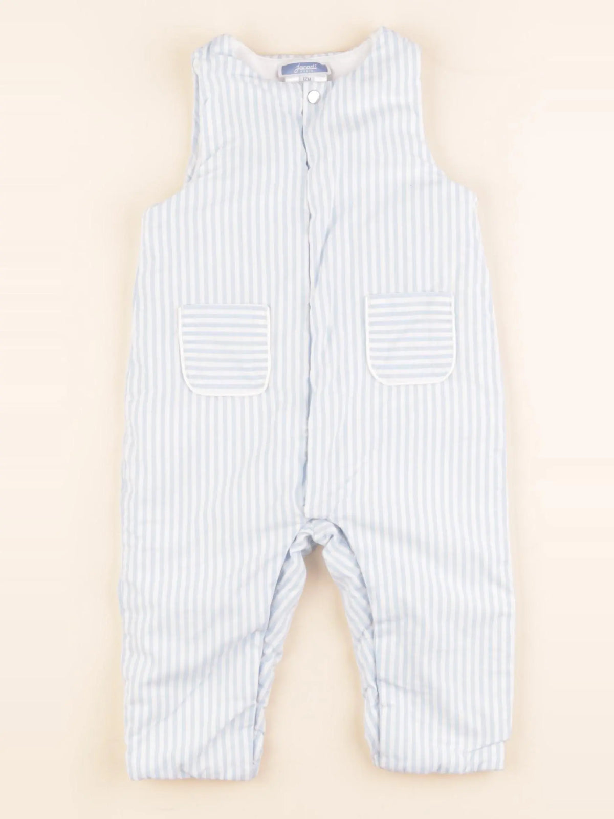 Jacadi - combinaison doublé blanc, bleu - 12 mois