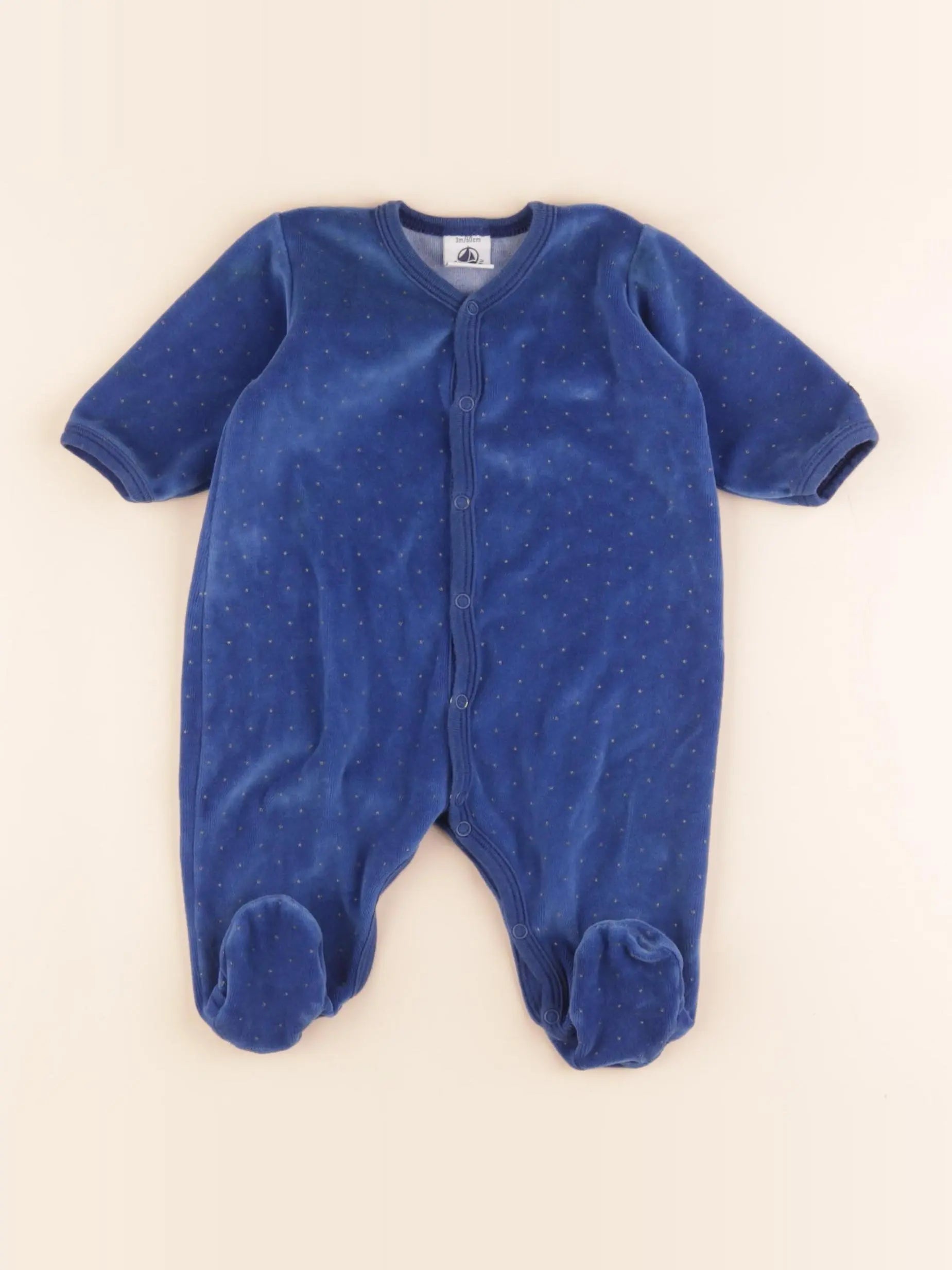 Petit Bateau - pyjama velours bleu - 3 mois