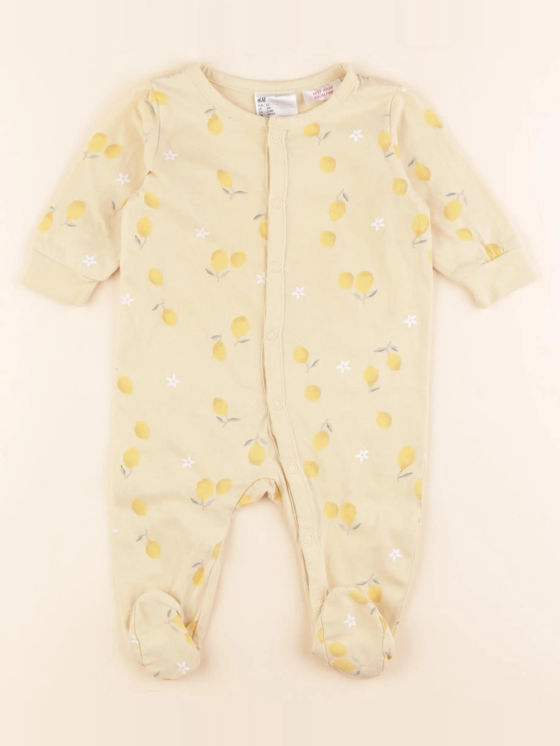 H&M - pyjama coton jaune - 2/4 mois