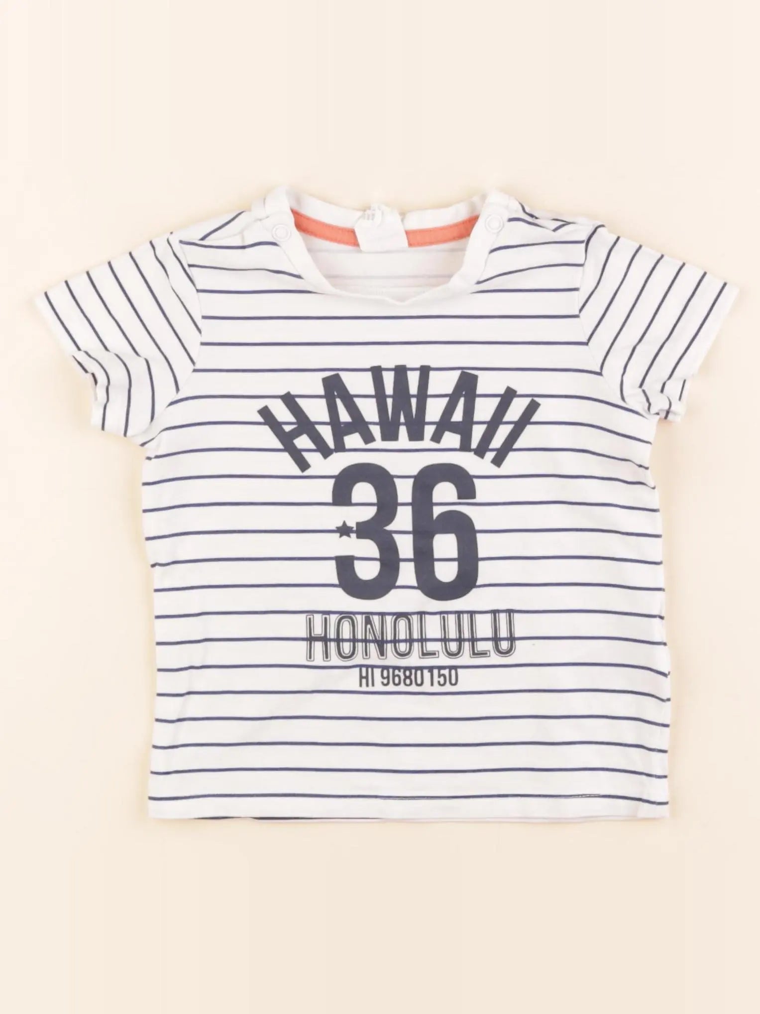 H&M - tee-shirt blanc, bleu - 9/12 mois