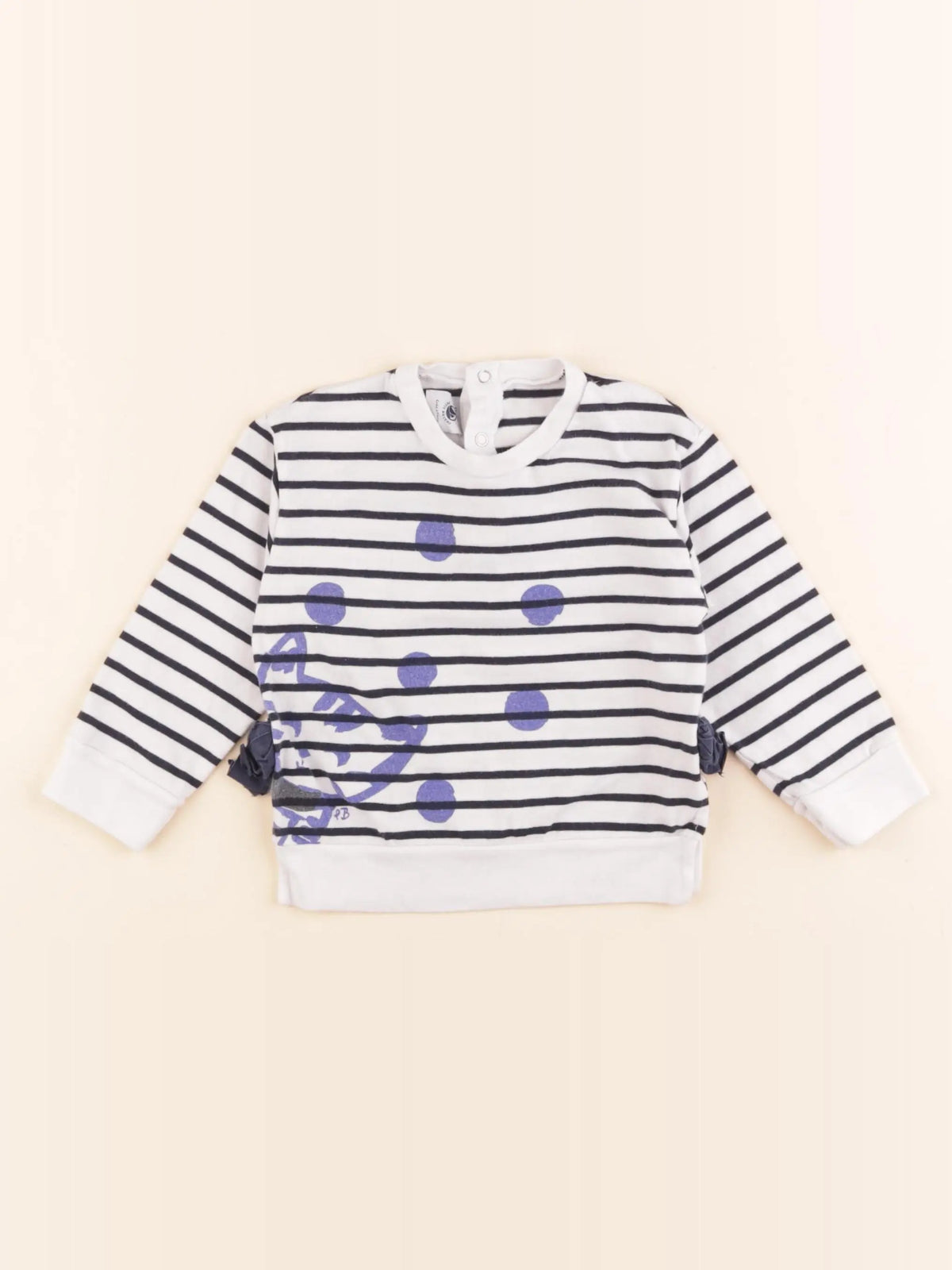 Petit Bateau - sweat blanc, bleu - 12 mois