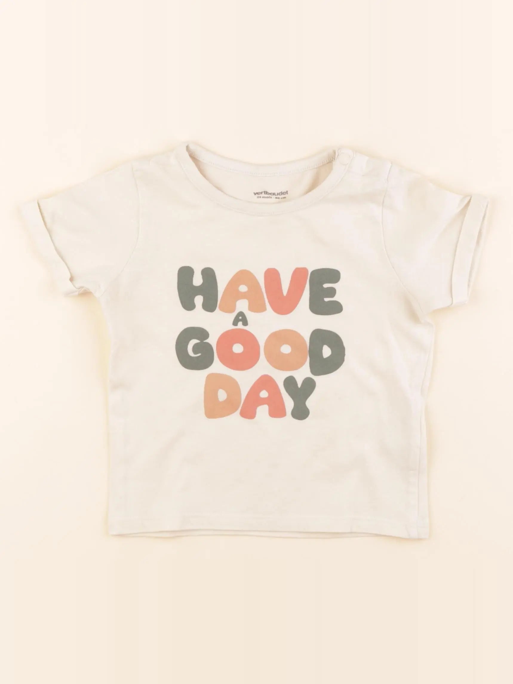 Vertbaudet - tee-shirt beige - 24 mois