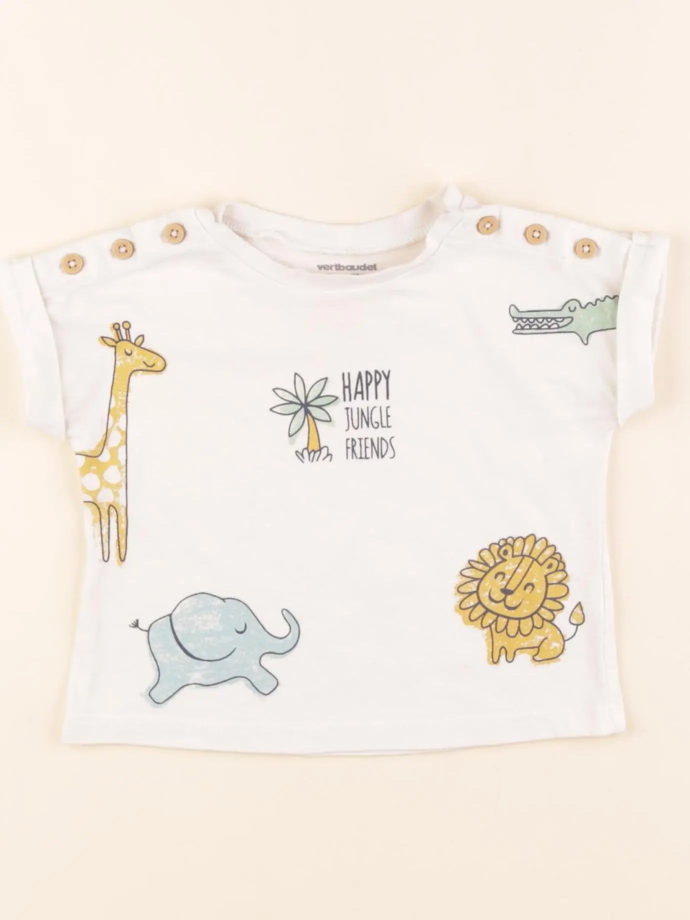Vertbaudet - tee-shirt beige - 12 mois