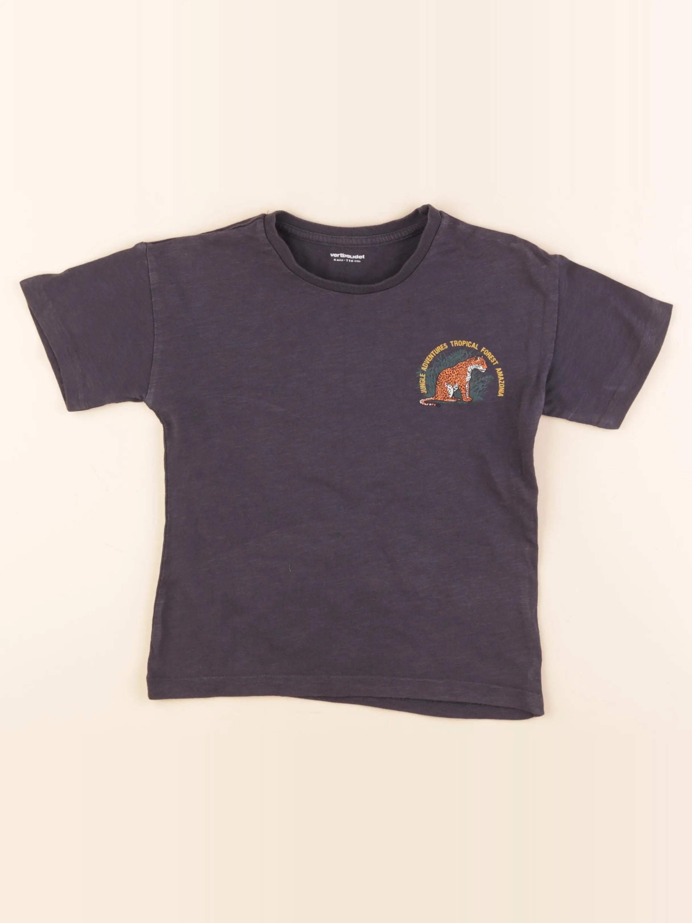 Vertbaudet - tee-shirt imprimé au dos gris - 6 ans