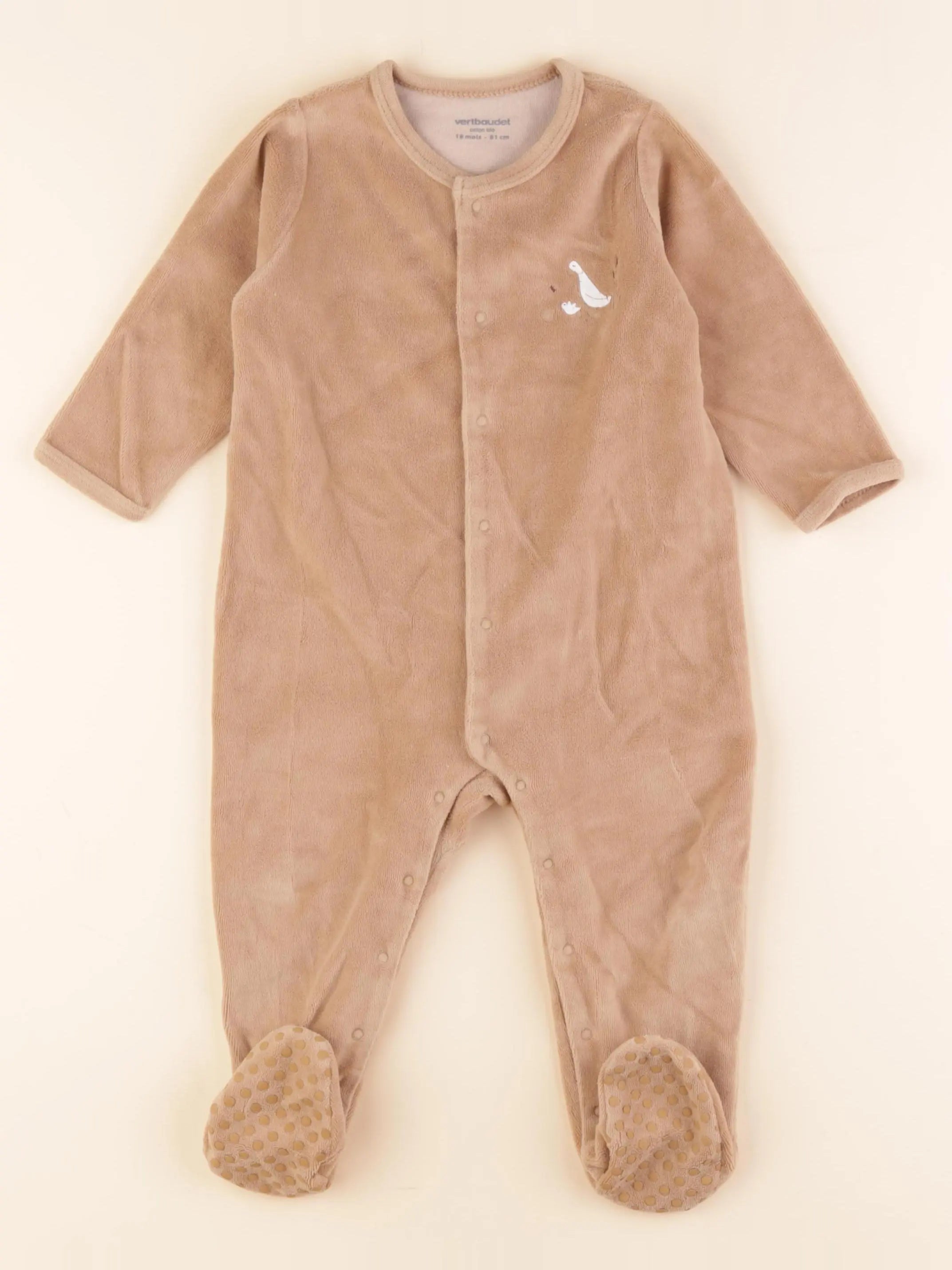 Vertbaudet - pyjama velours marron - 18 mois