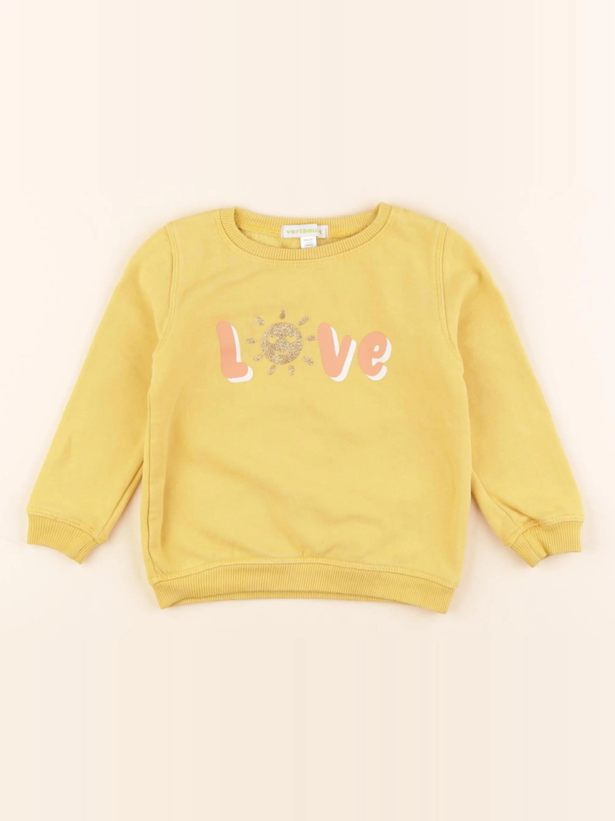 Vertbaudet - sweat jaune - 2 ans