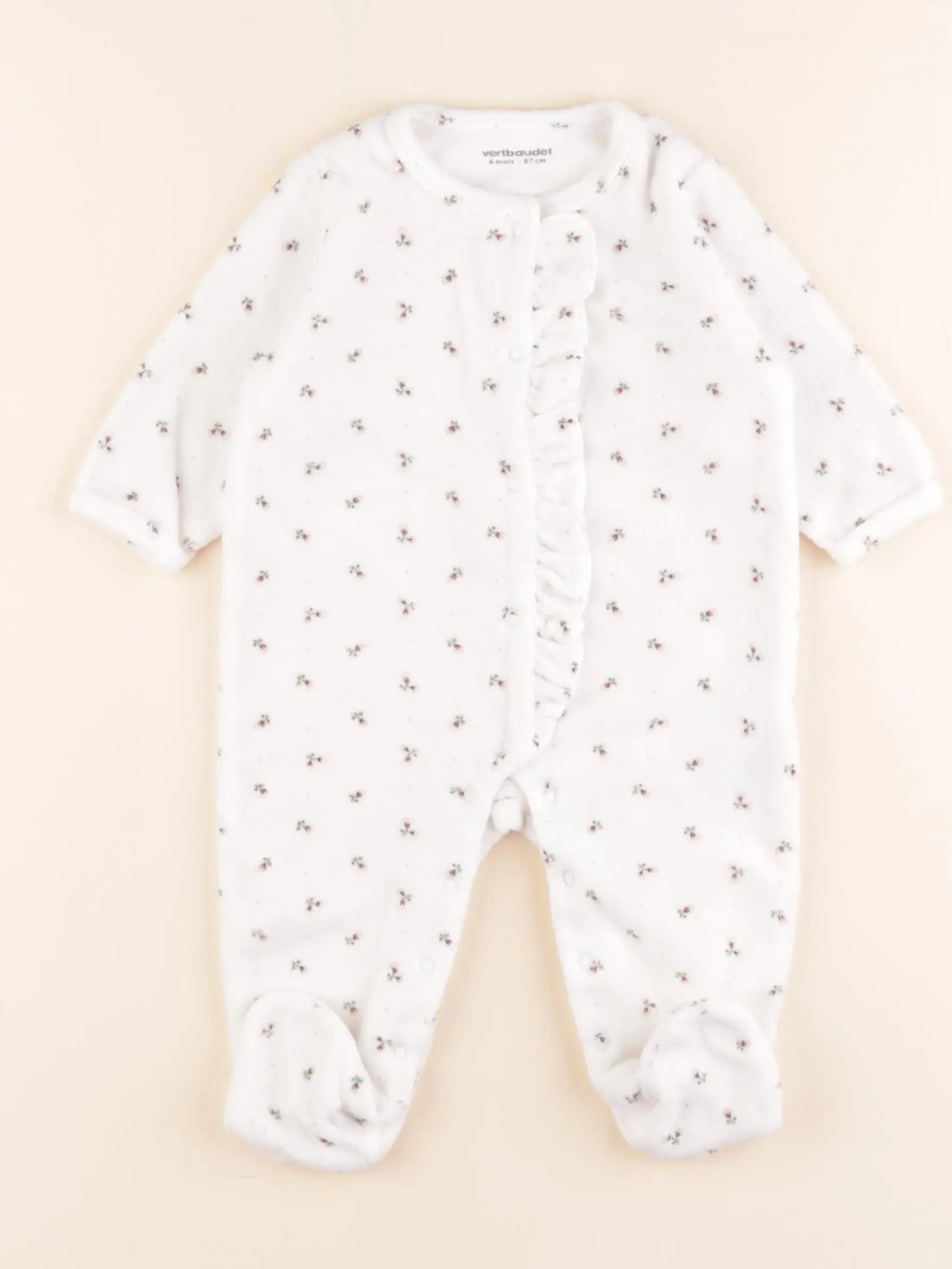 Vertbaudet - pyjama velours blanc - 6 mois