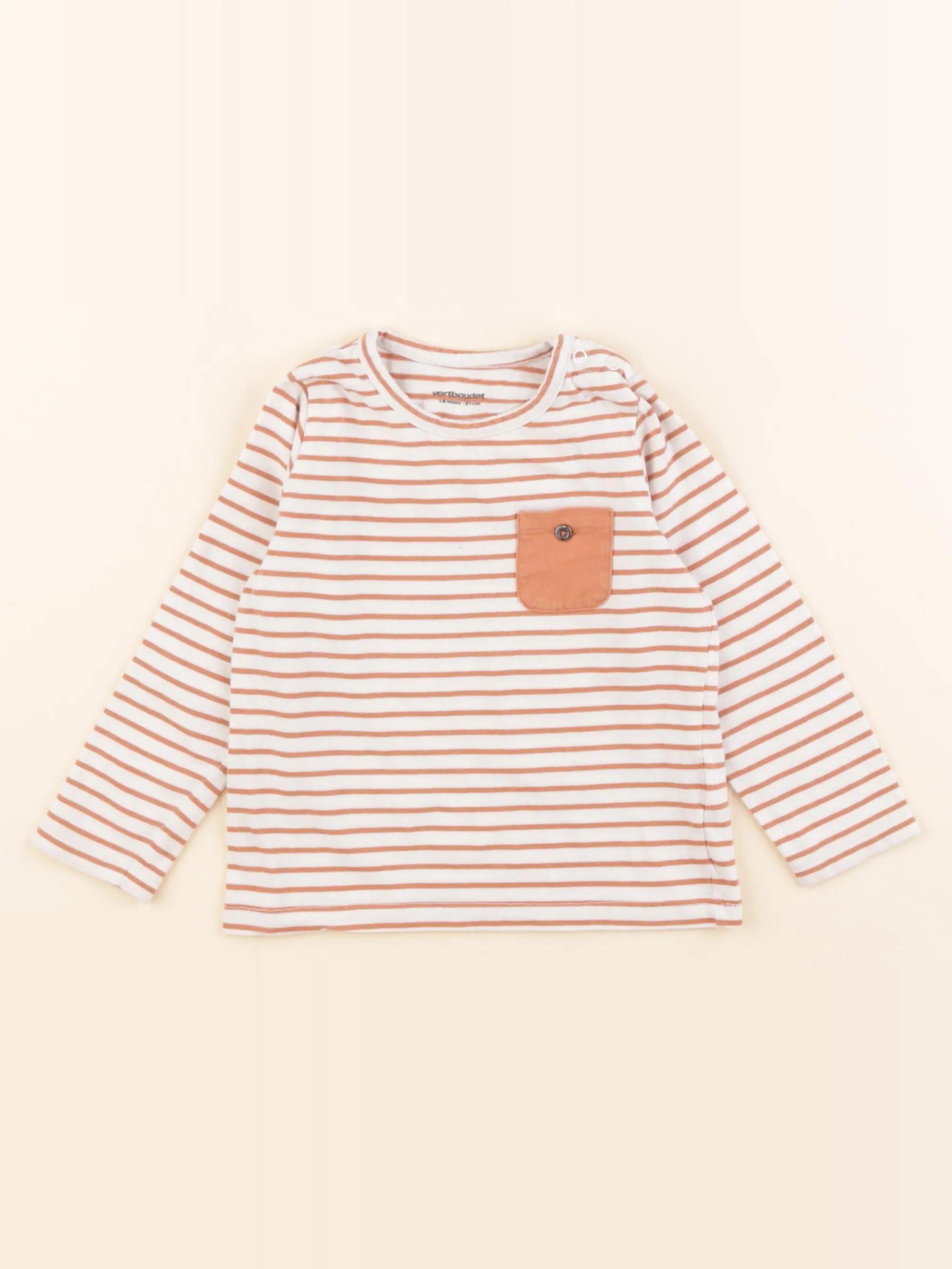 Vertbaudet - tee-shirt beige - 18 mois