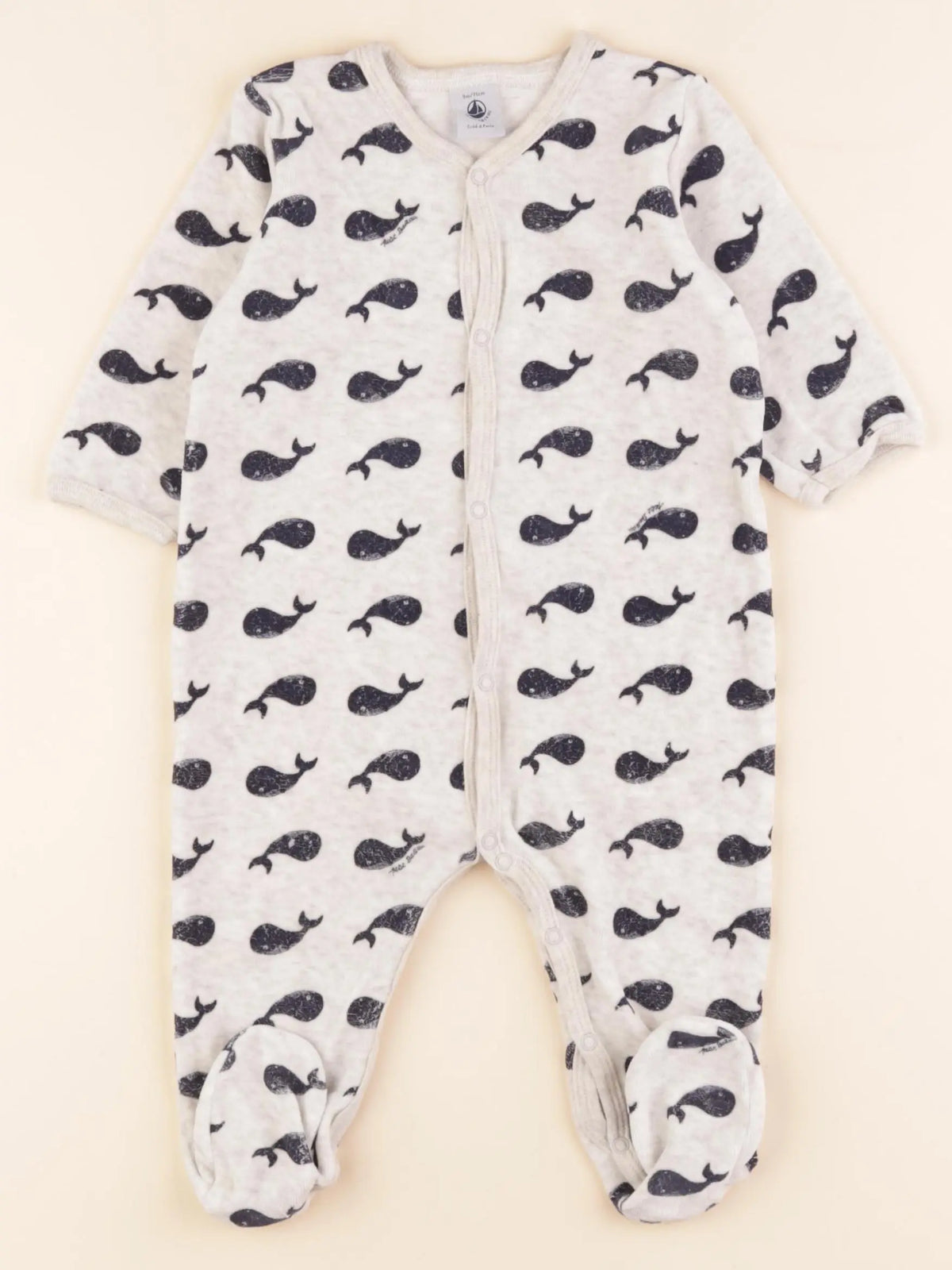 Pyjama velours beige, bleu