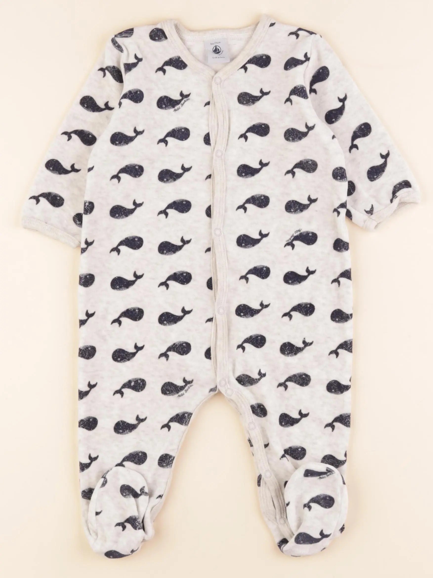 Pyjama velours beige, bleu