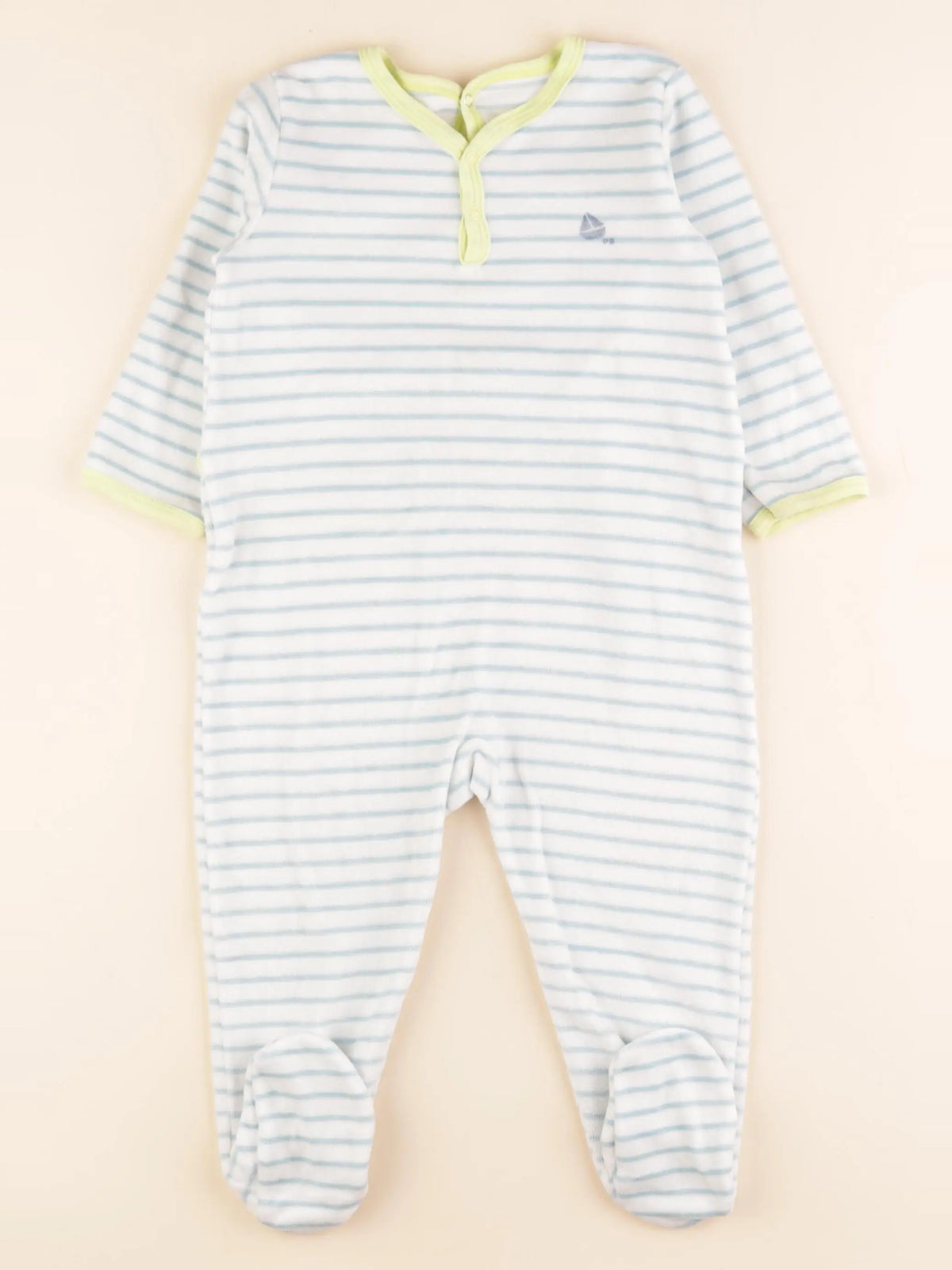 Pyjama velours blanc, bleu