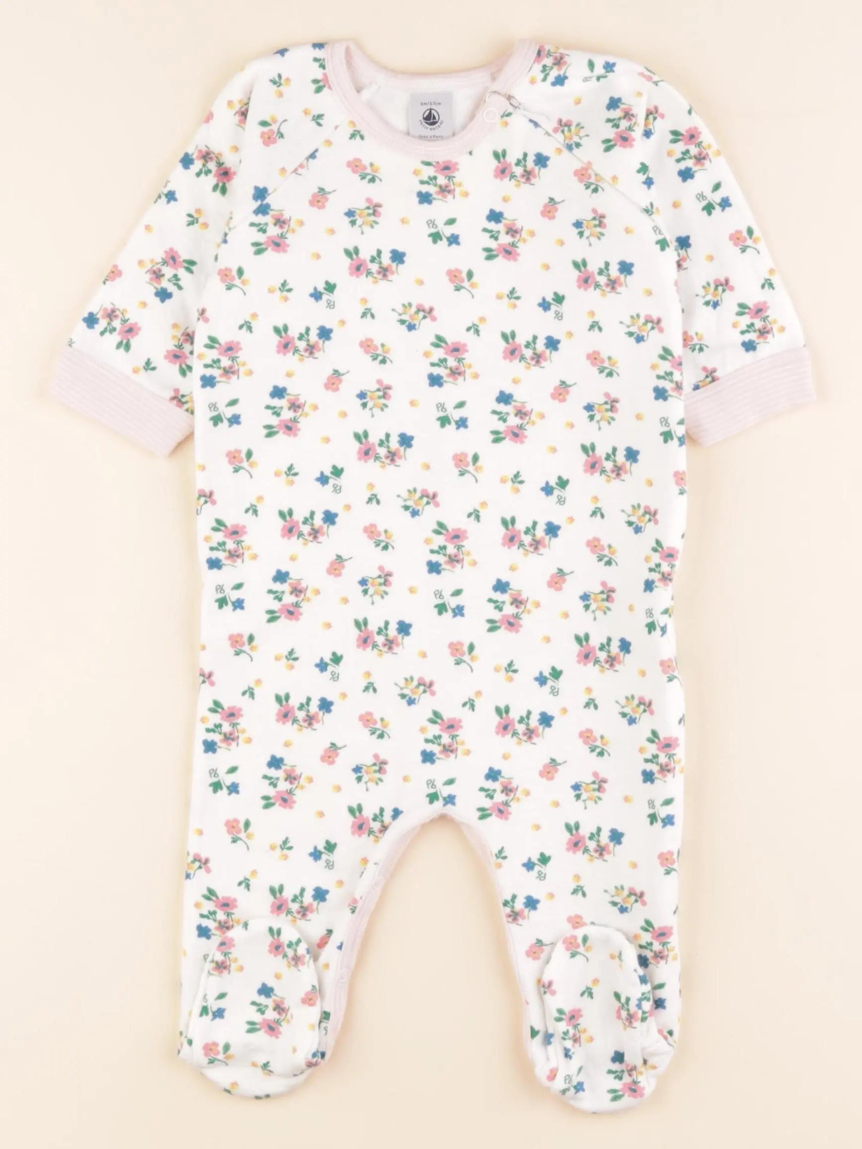 Pyjama coton blanc, rose