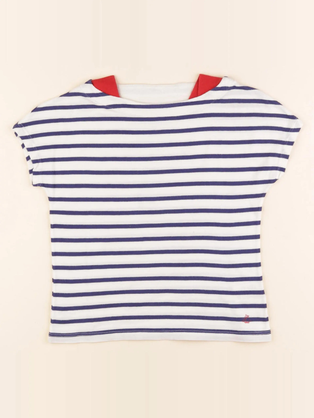 Tee-shirt beige, bleu