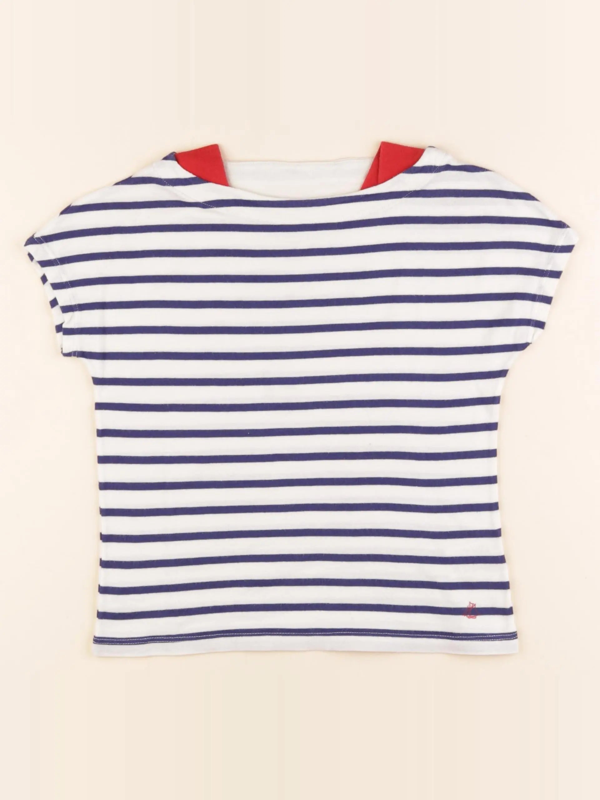 Tee-shirt beige, bleu