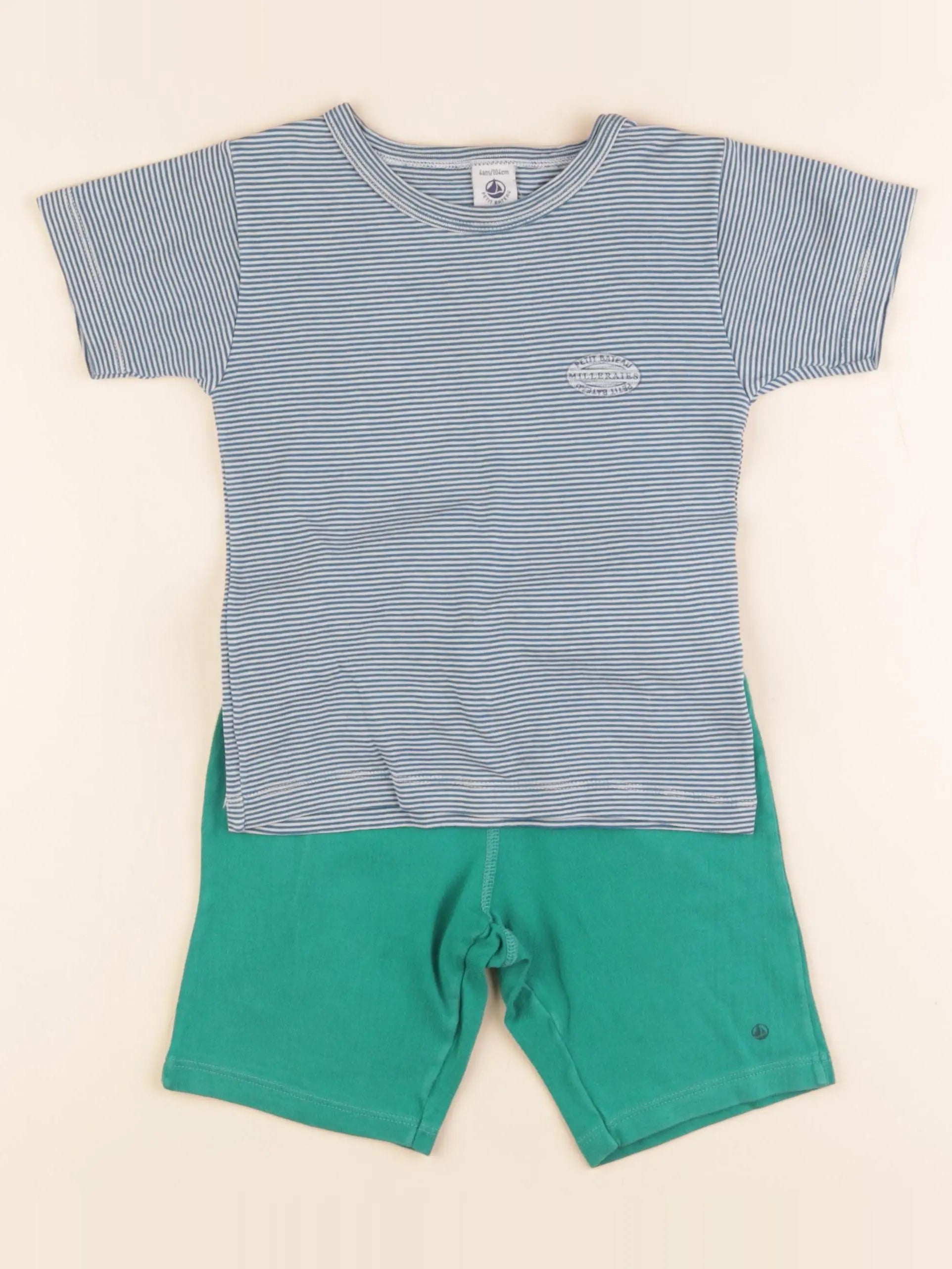 Pyjama coton bleu, vert