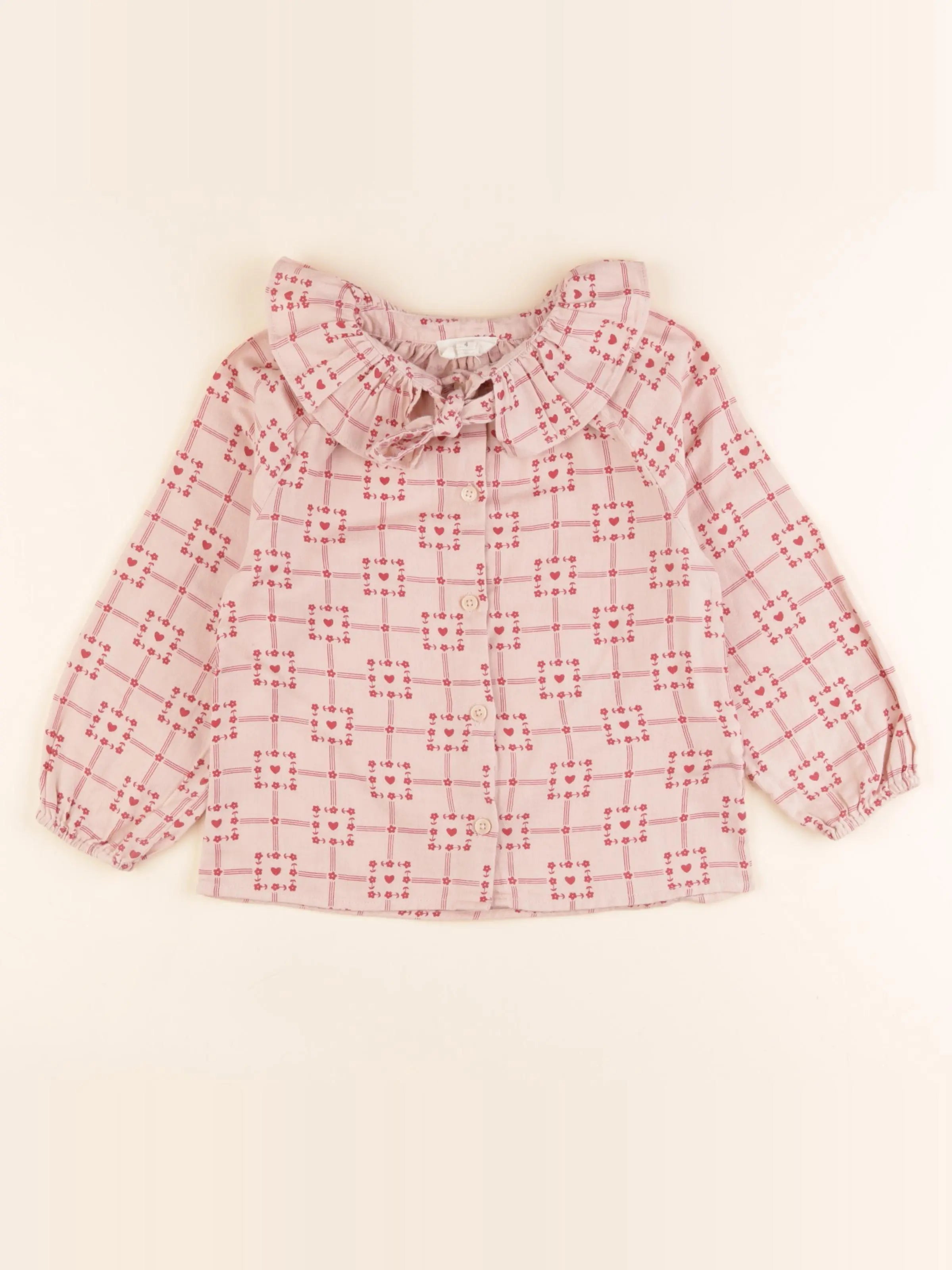 Louis Louise - blouse rouge, rose - 4 ans