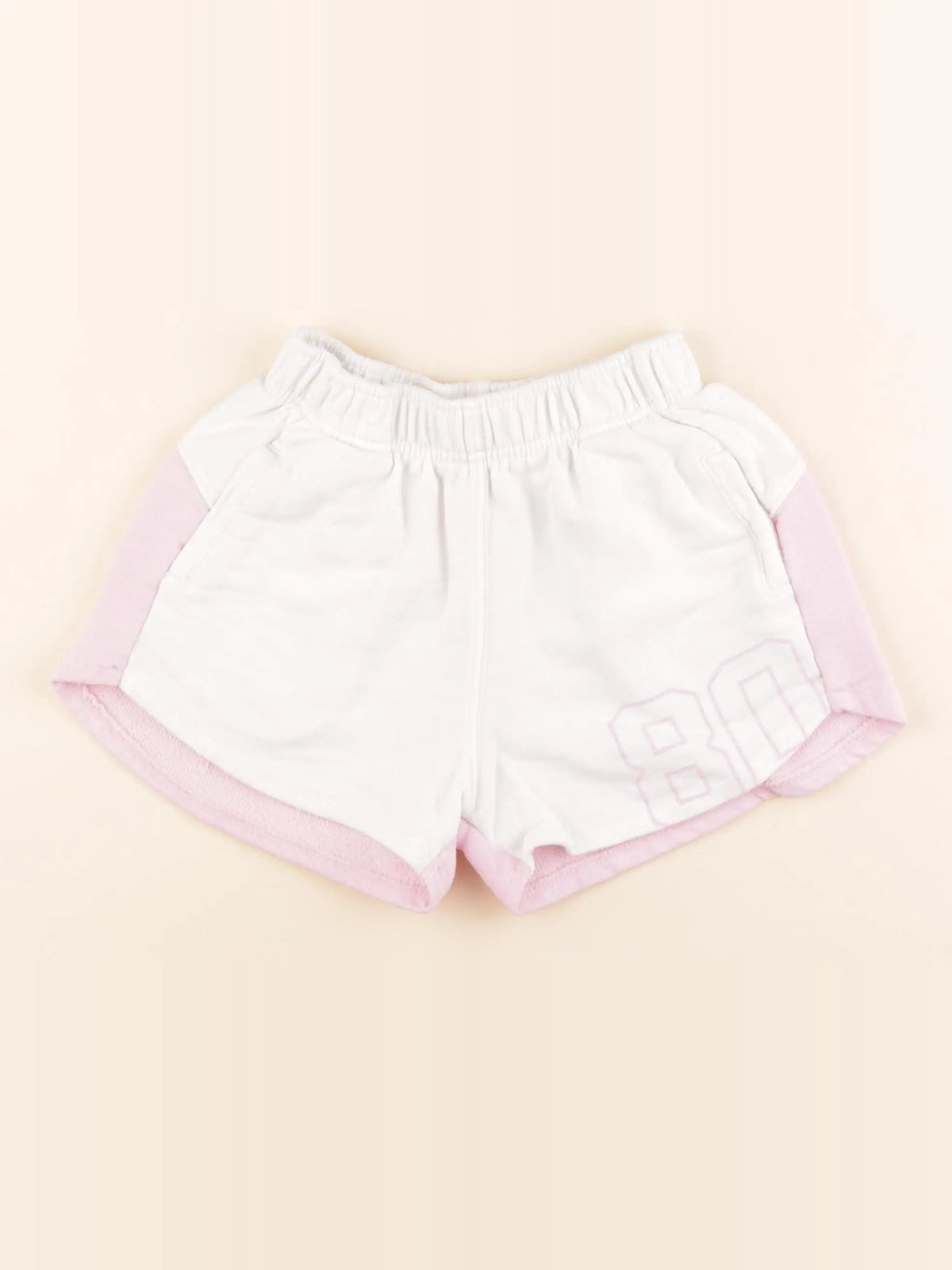 Zara - short blanc, rose - 11/12 ans