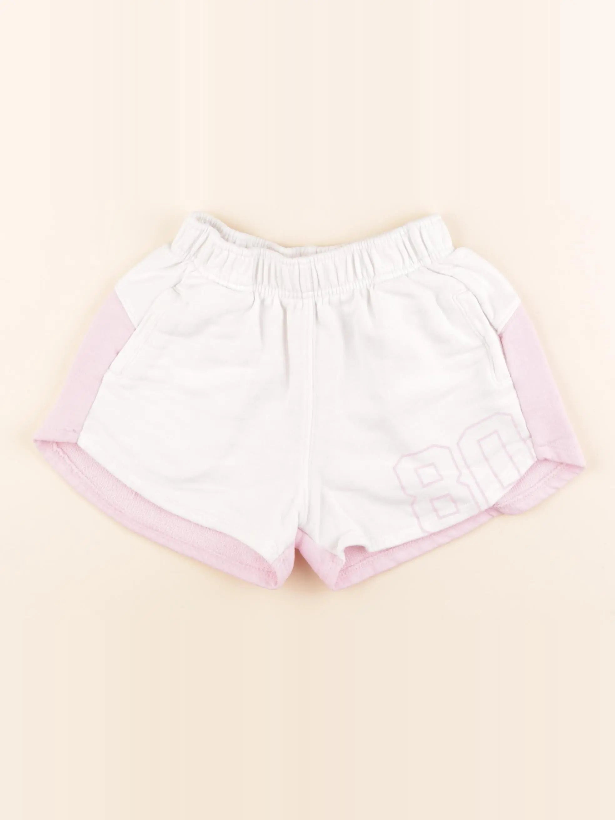 Zara - short blanc, rose - 11/12 ans