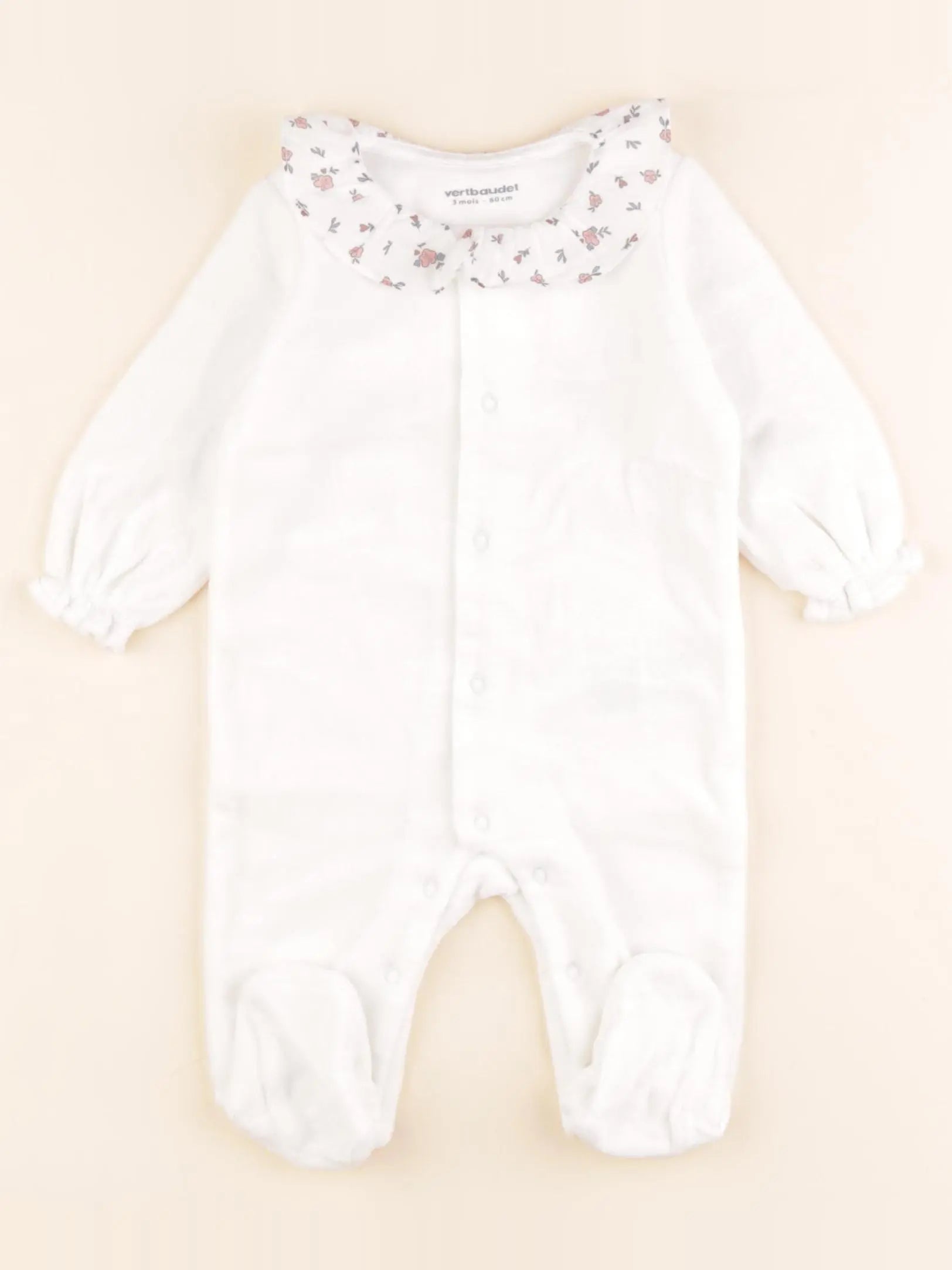 Vertbaudet - pyjama velours blanc - 3 mois