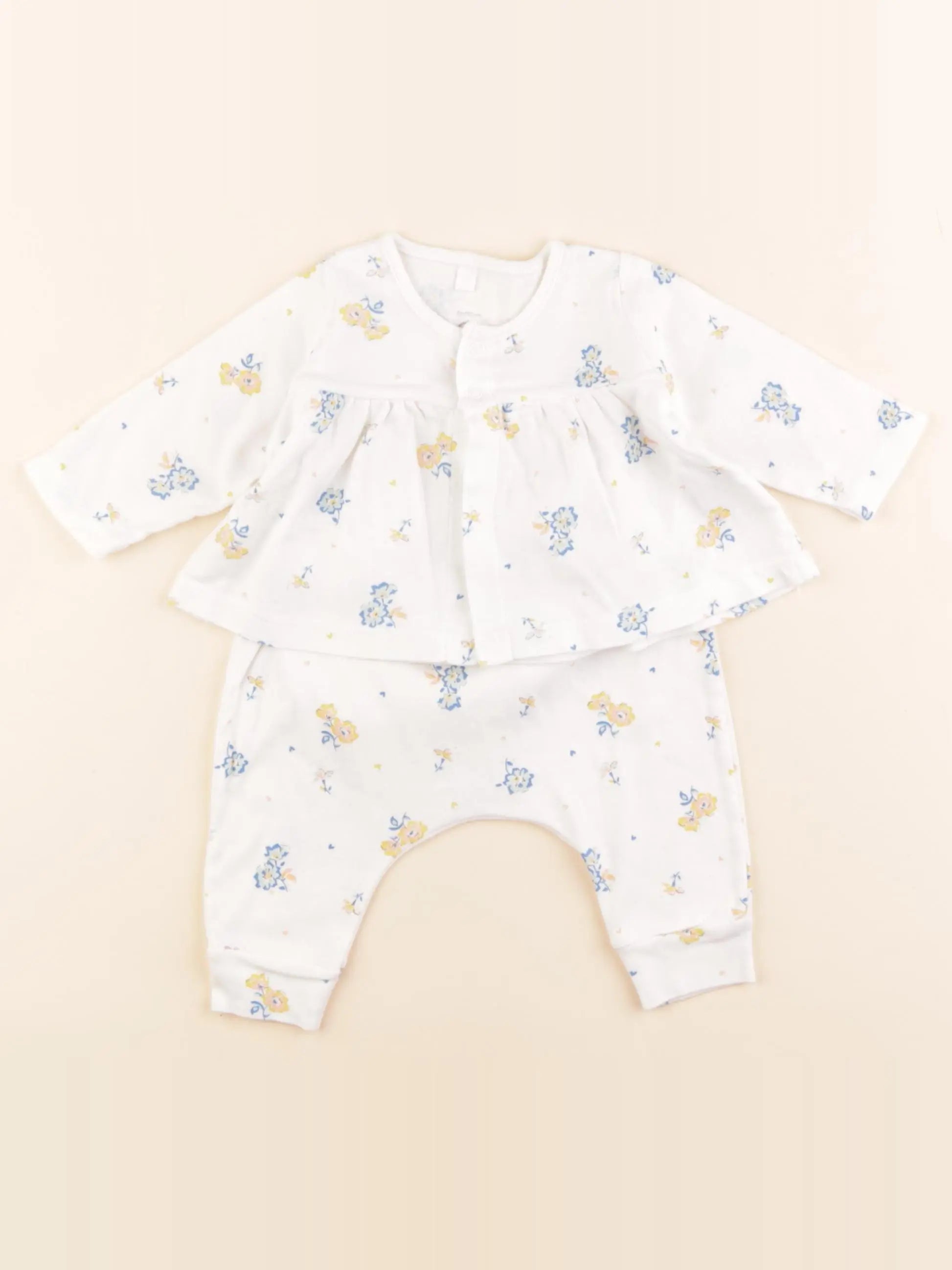 Petit Bateau - ensemble blanc - 3 mois