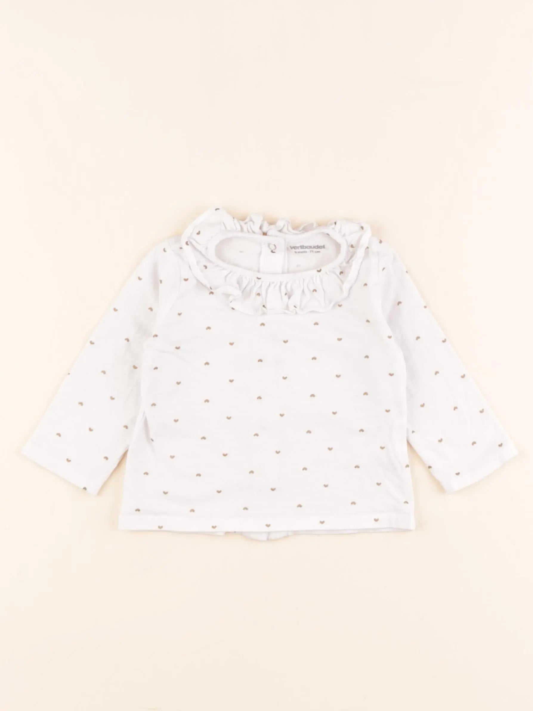 Vertbaudet - tee-shirt blanc, or - 9 mois