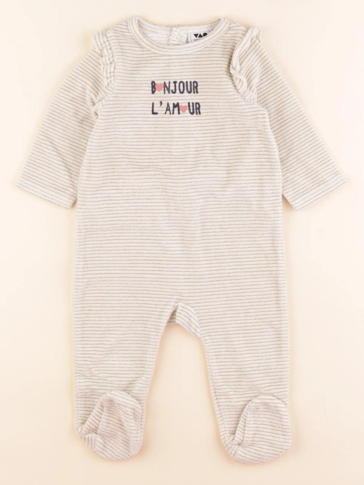 Tape à l'oeil - pyjama velours beige, or - 6 mois