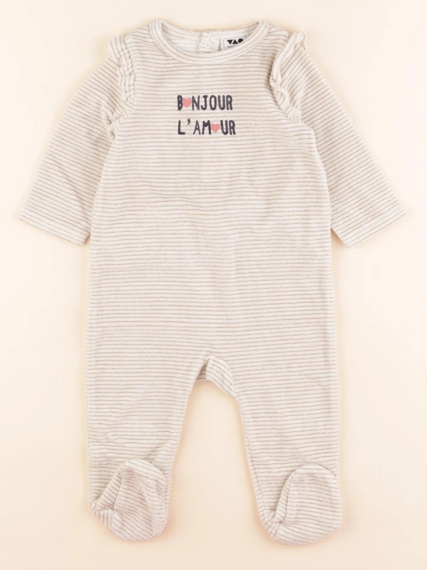 Tape à l'oeil - pyjama velours beige, or - 6 mois