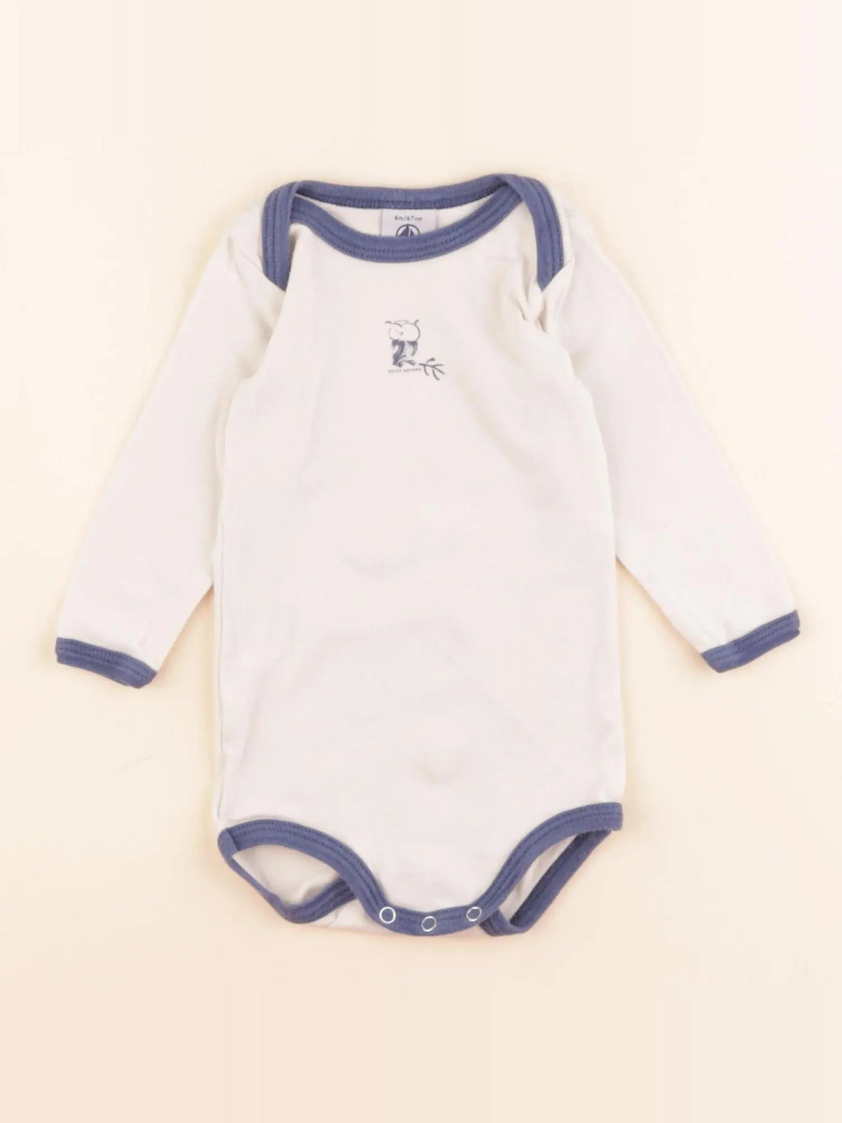 Petit Bateau - body beige, bleu - 6 mois