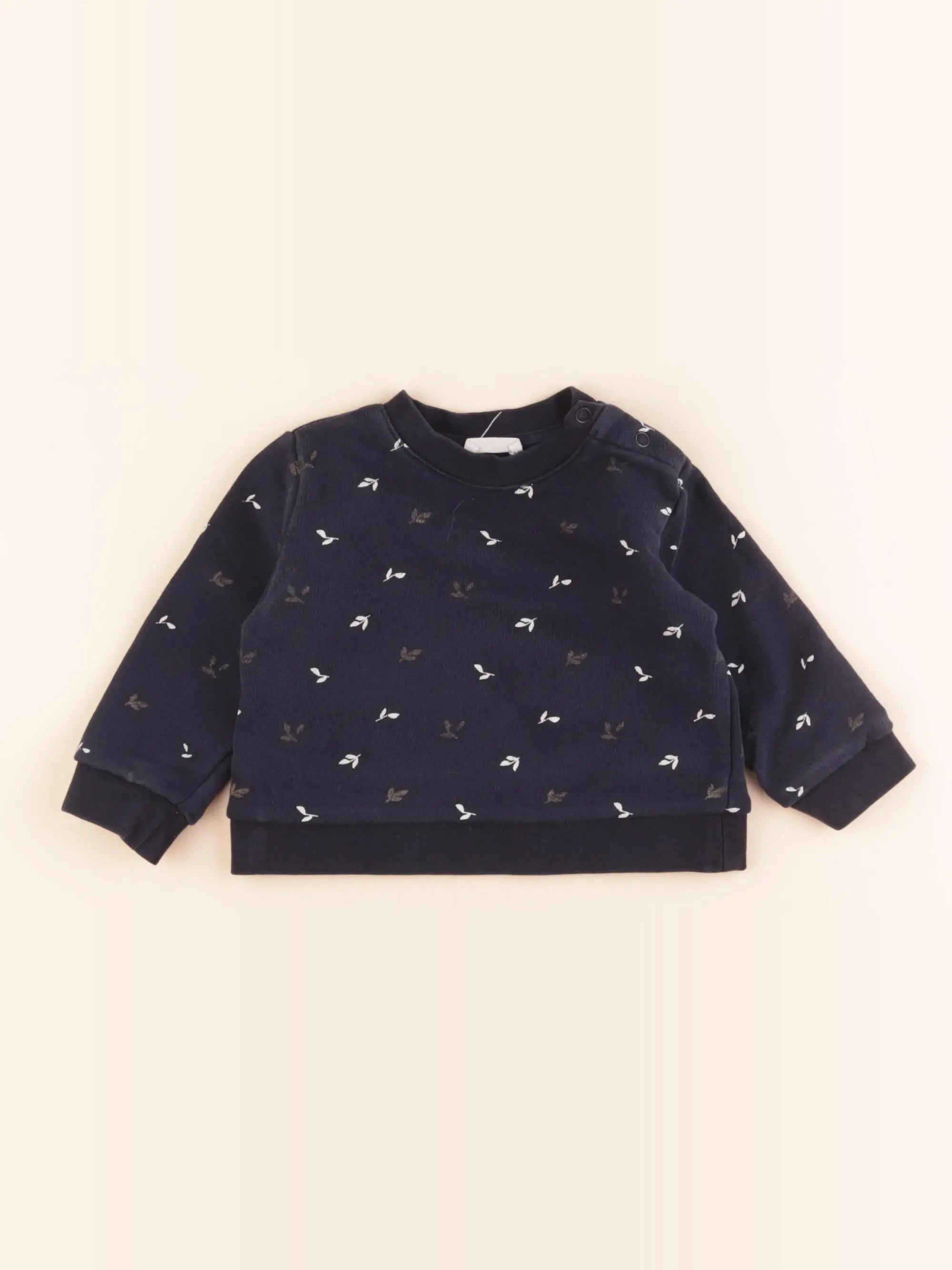 Little Cigogne - sweat bleu - 9 mois