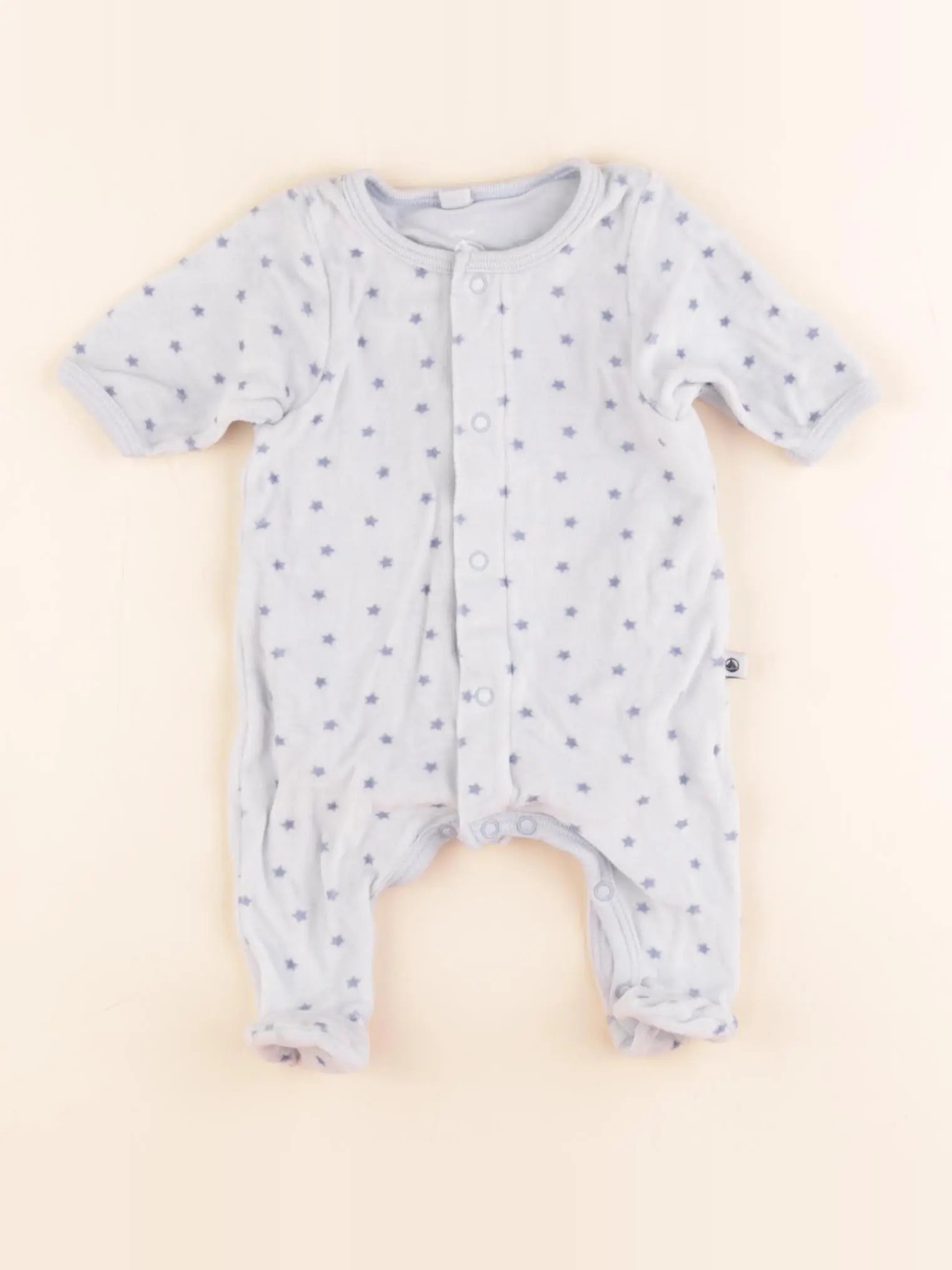 Petit Bateau - pyjama velours bleu - 0 mois