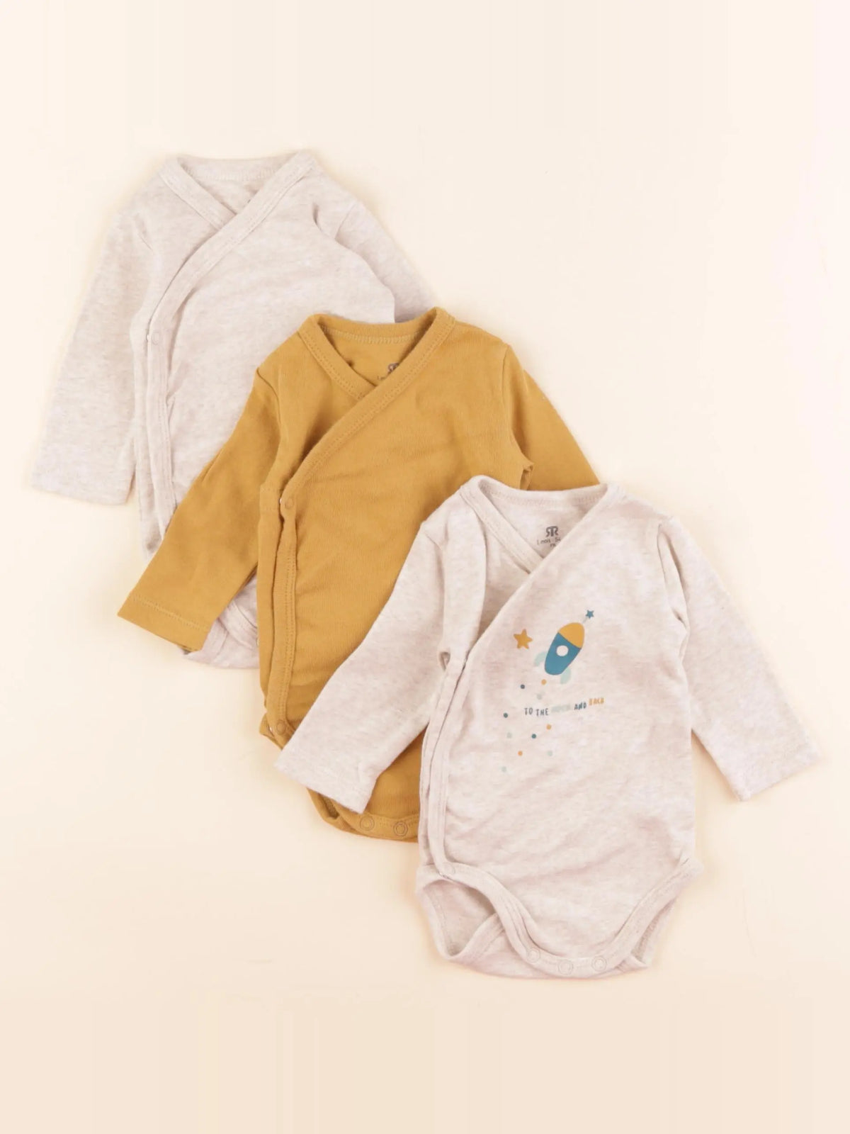 La Redoute - lot de 3 bodies en coton beige, jaune - 1 mois