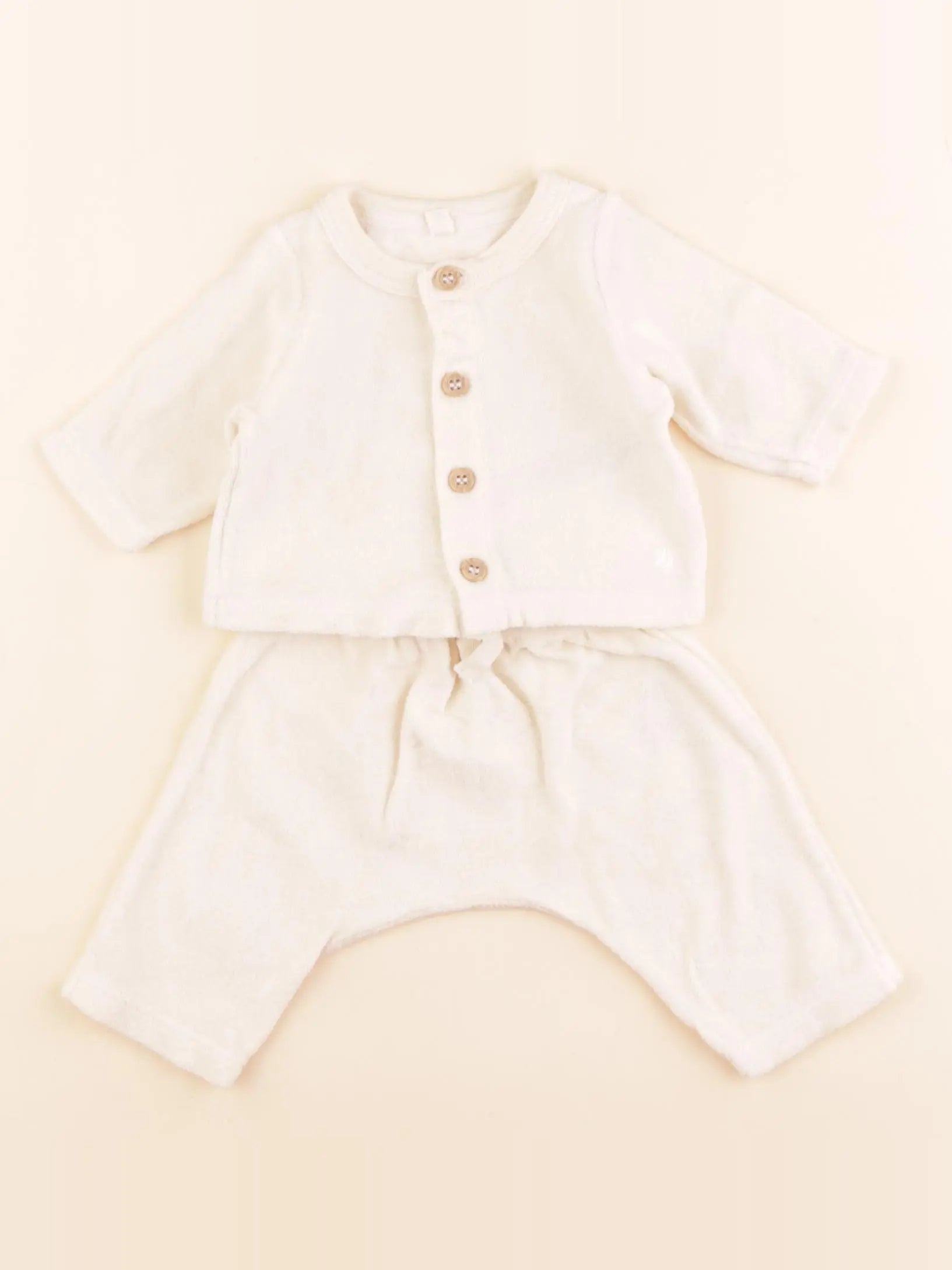 Petit Bateau - ensemble beige - 0 mois