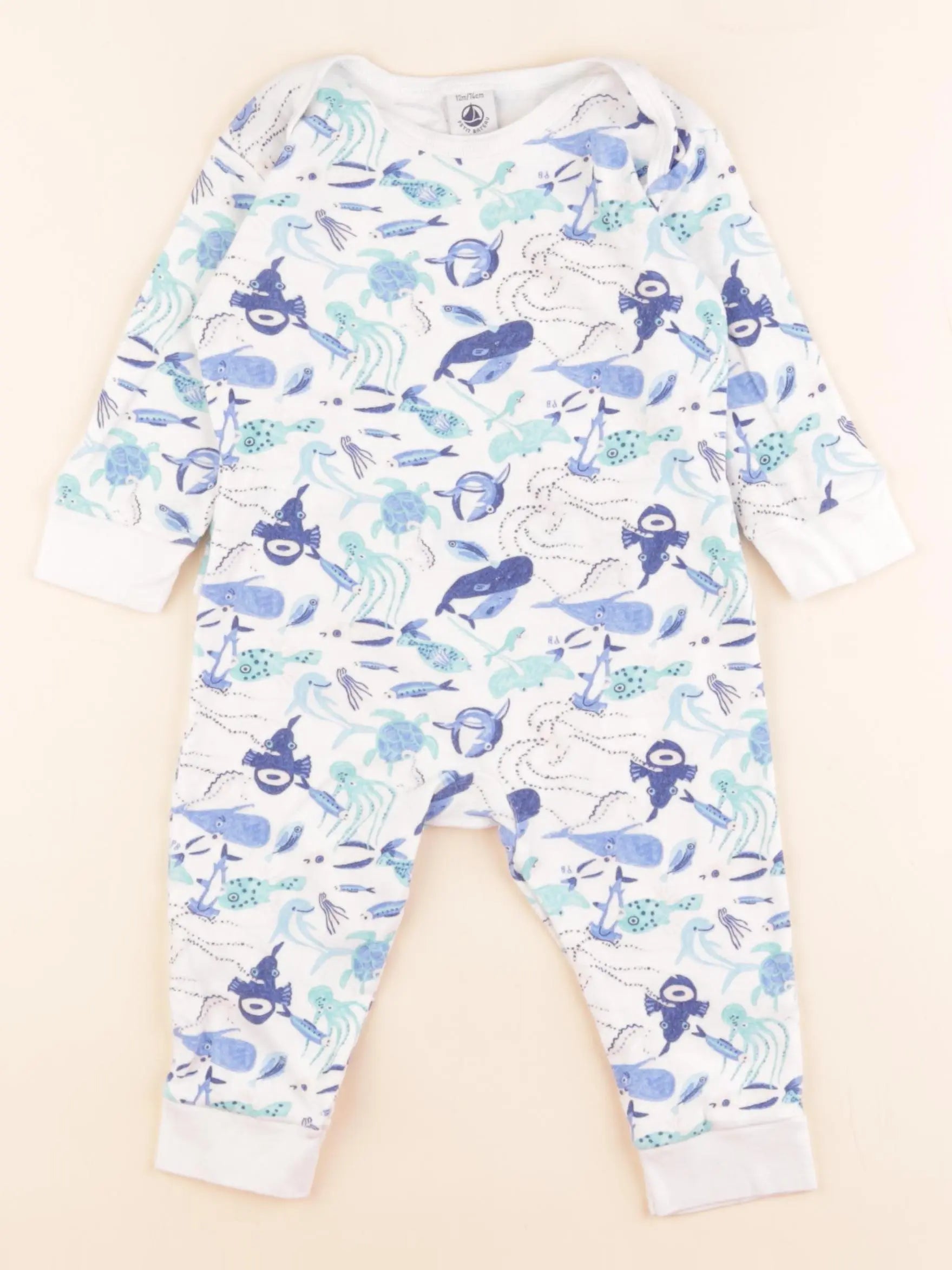 Petit Bateau - pyjama coton bleu - 12 mois