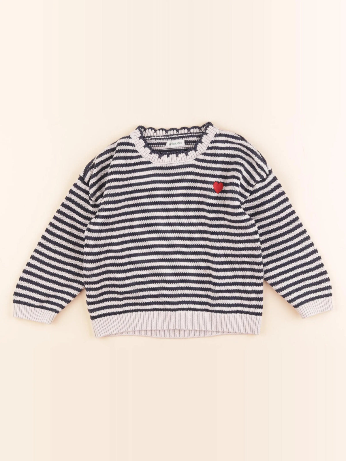 Vertbaudet - pull blanc, bleu - 4 ans