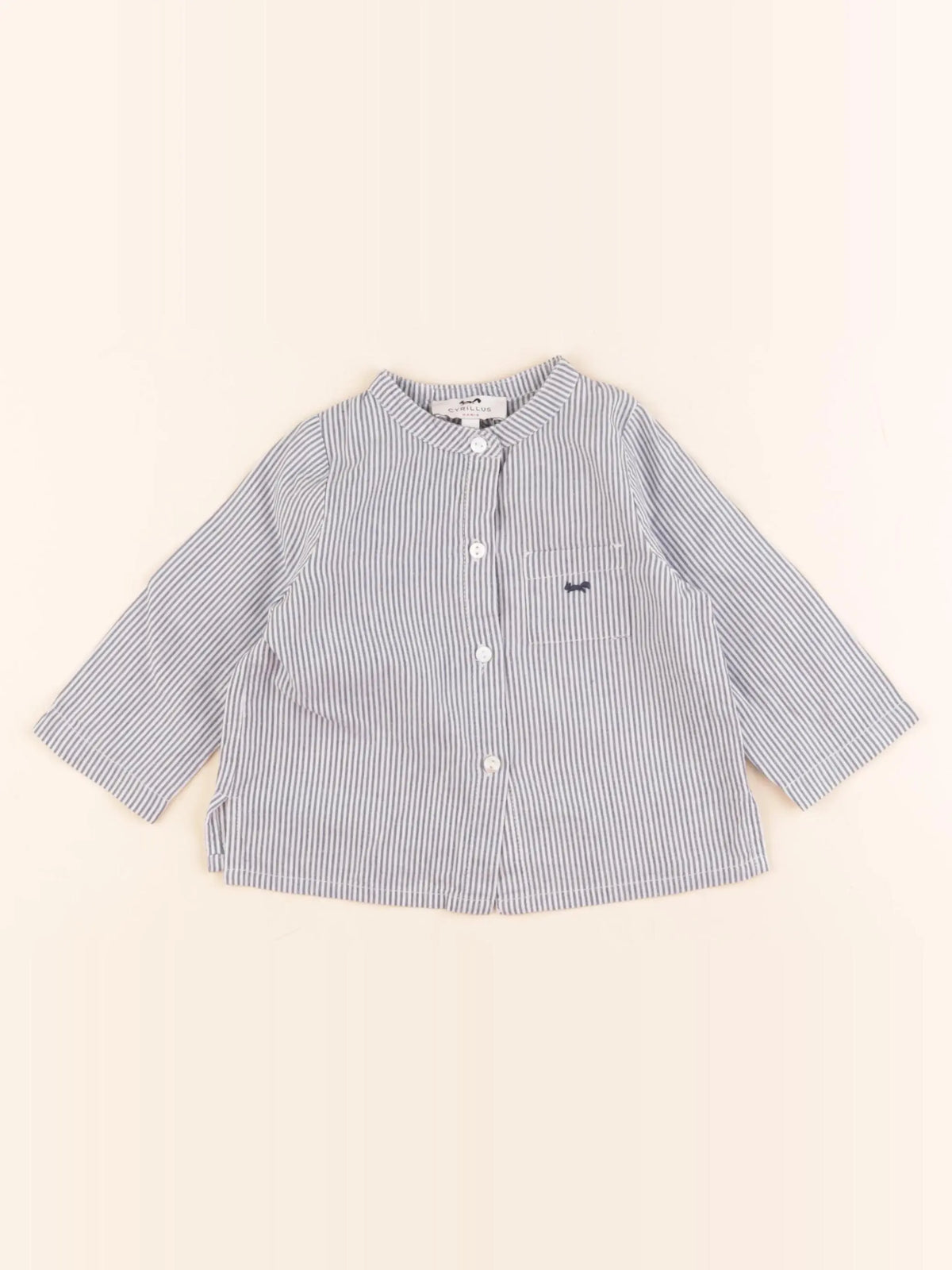 Boutchou - chemise blanc, bleu - 6 mois