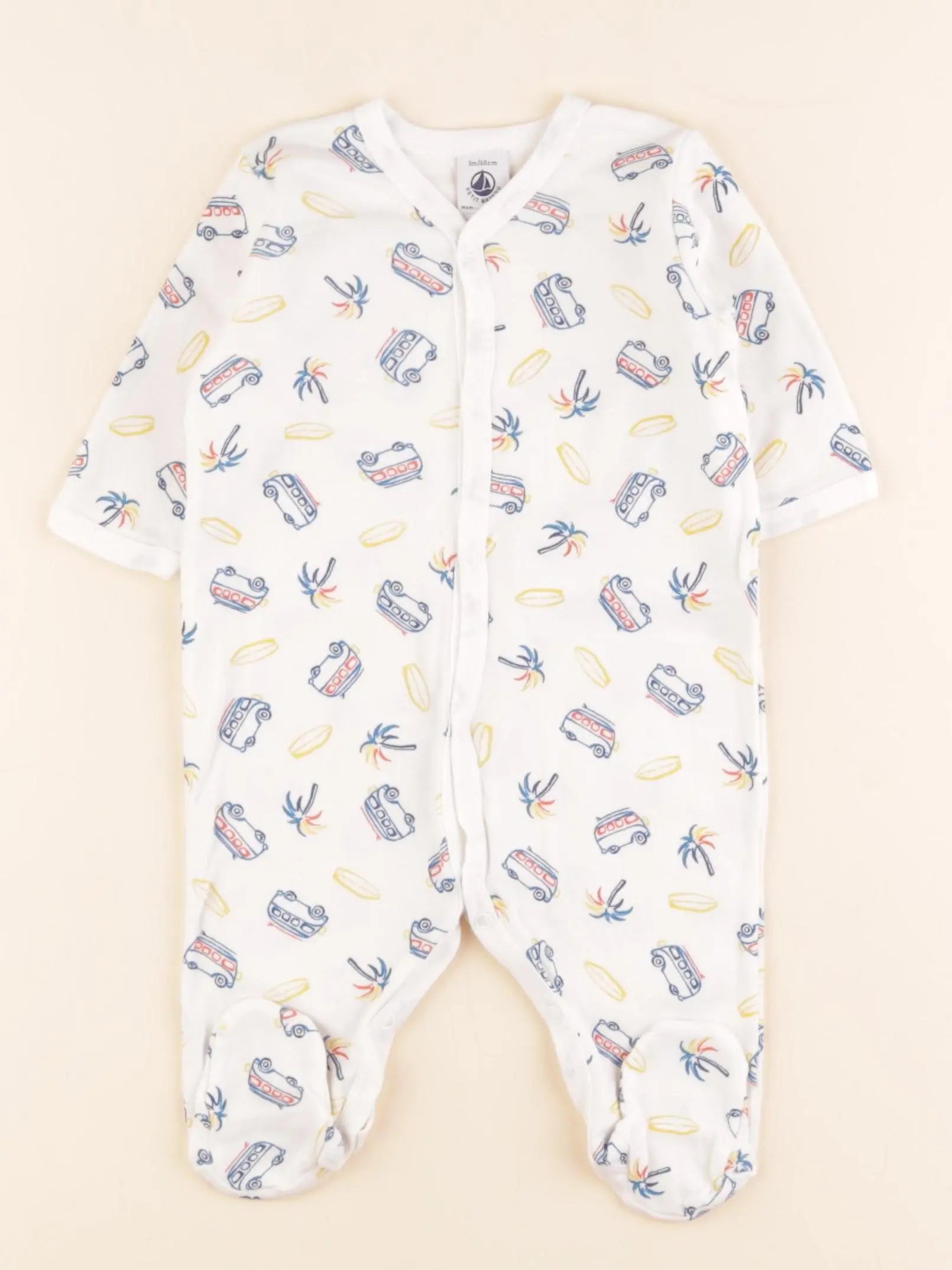 Pyjama coton blanc, multicolore