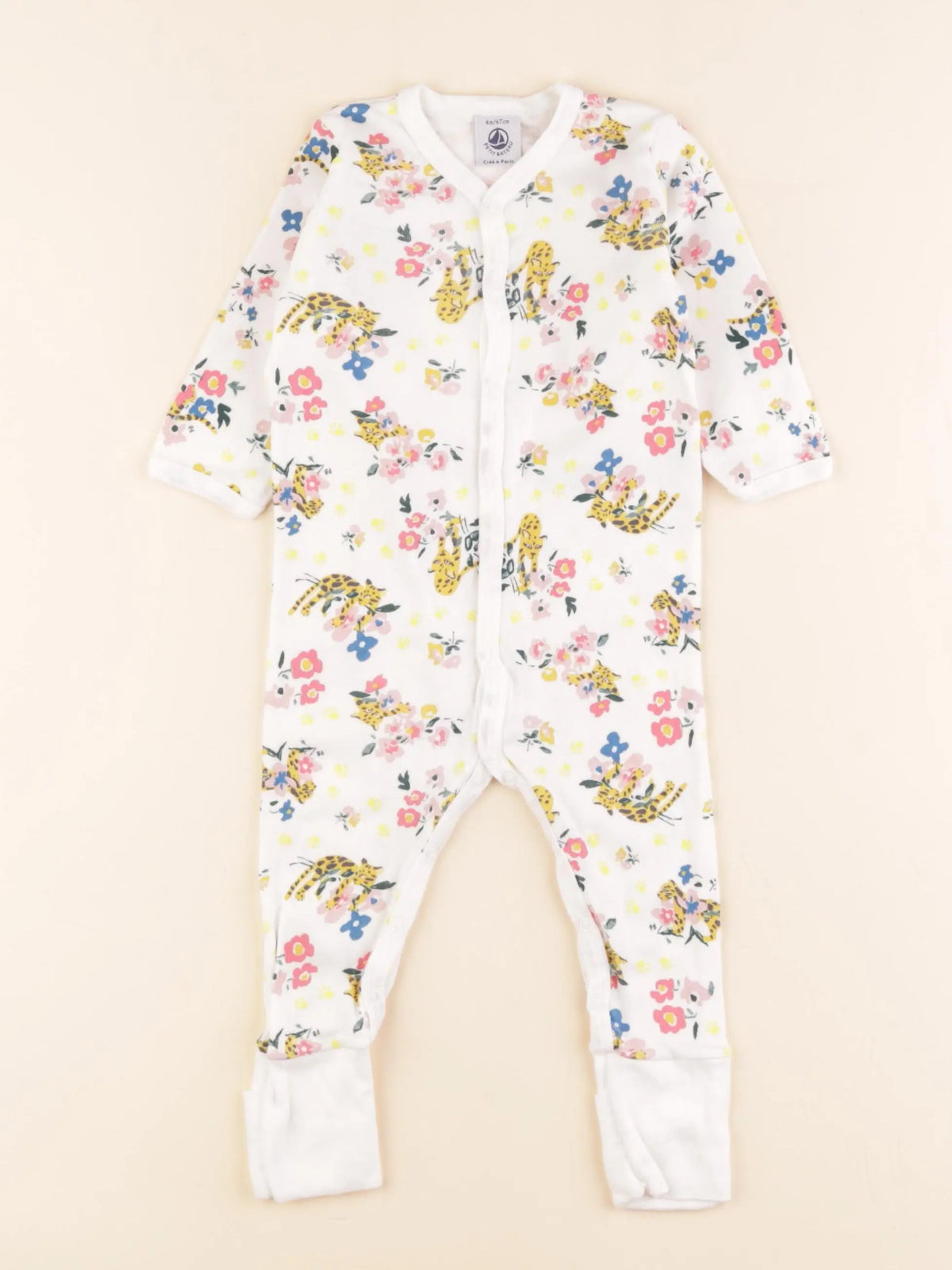 Pyjama coton blanc, multicolore