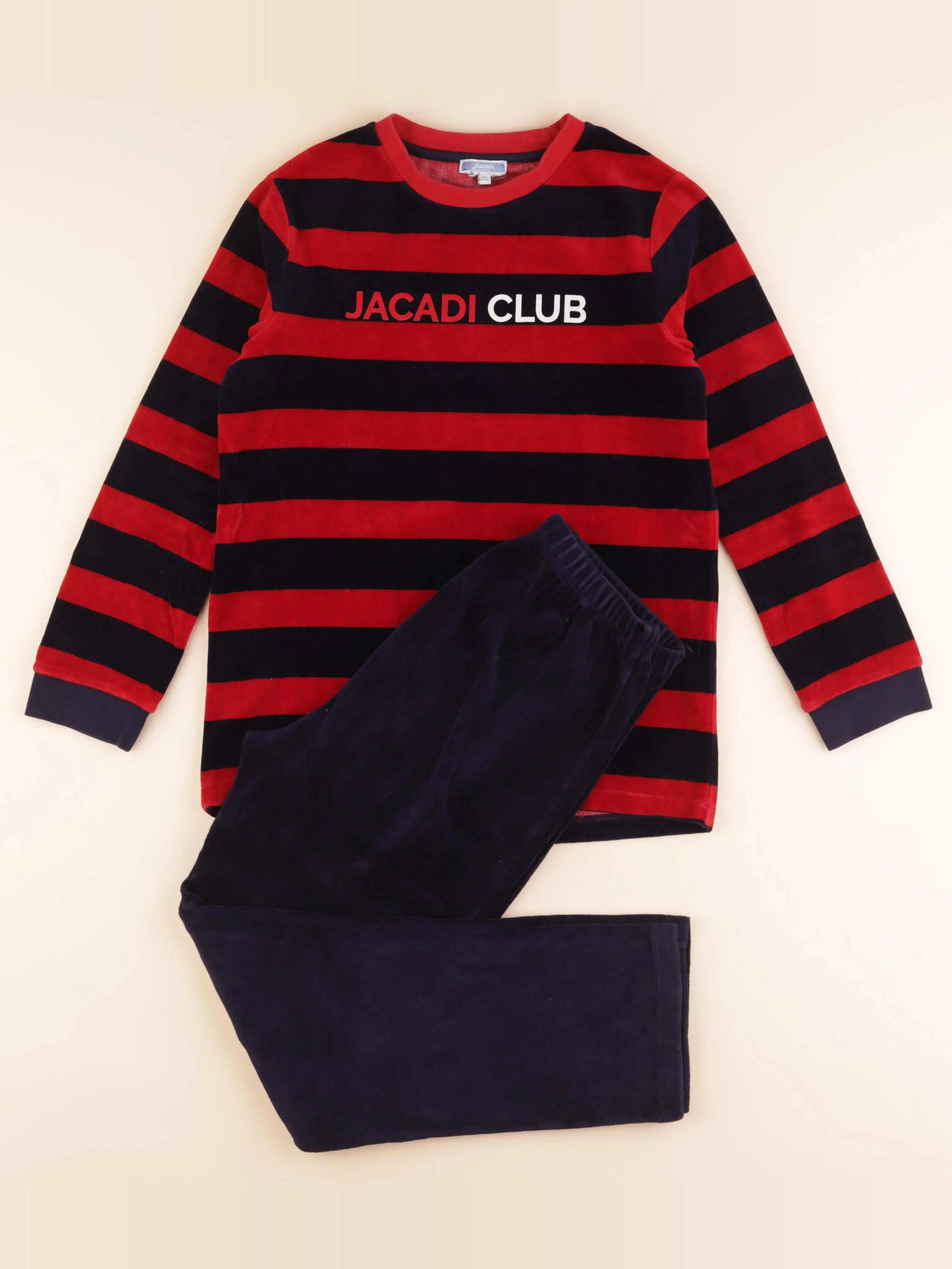 Jacadi - pyjama velours bleu, rouge - 12 ans