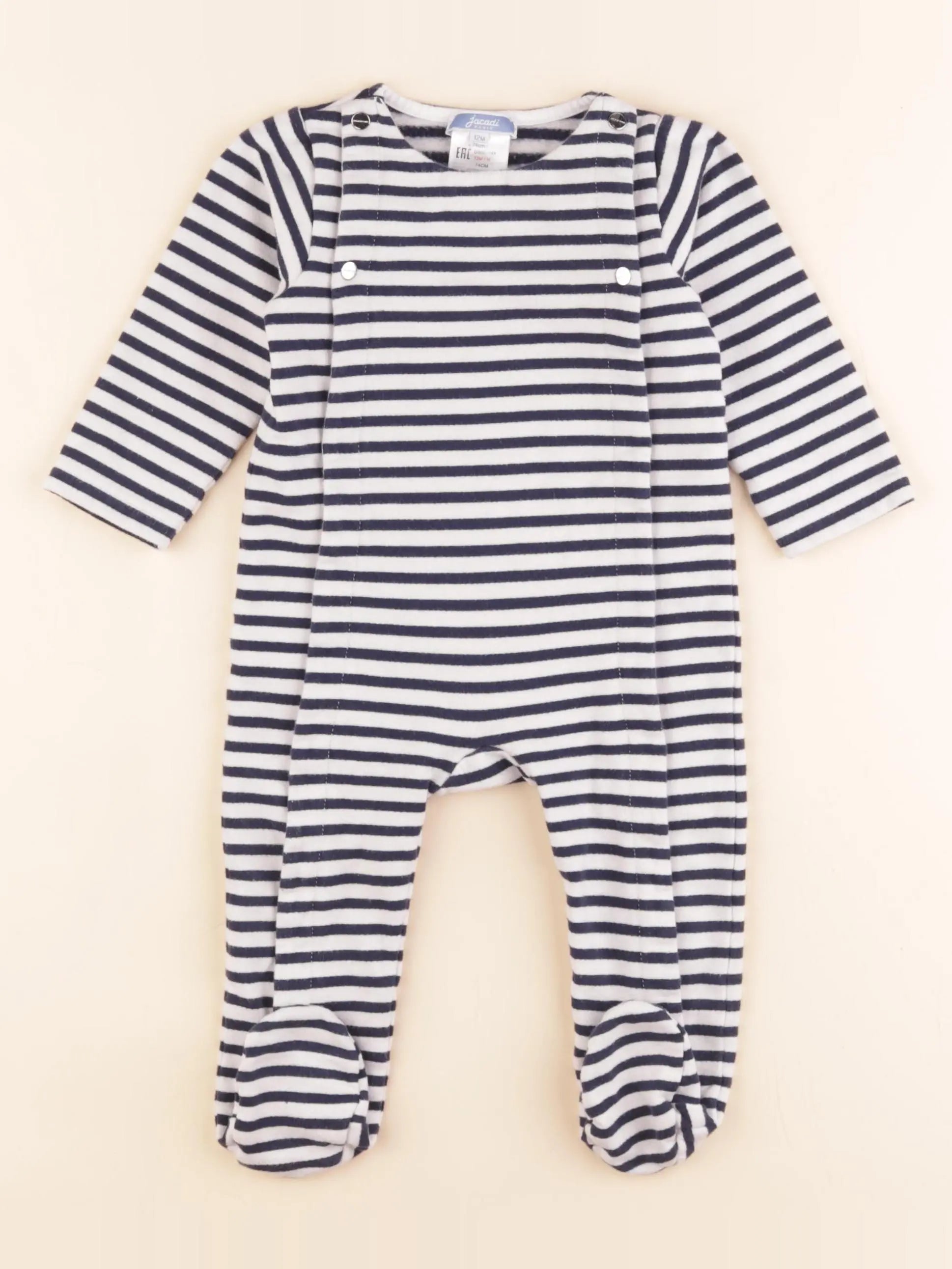 Jacadi - pyjama coton blanc, bleu - 12 mois