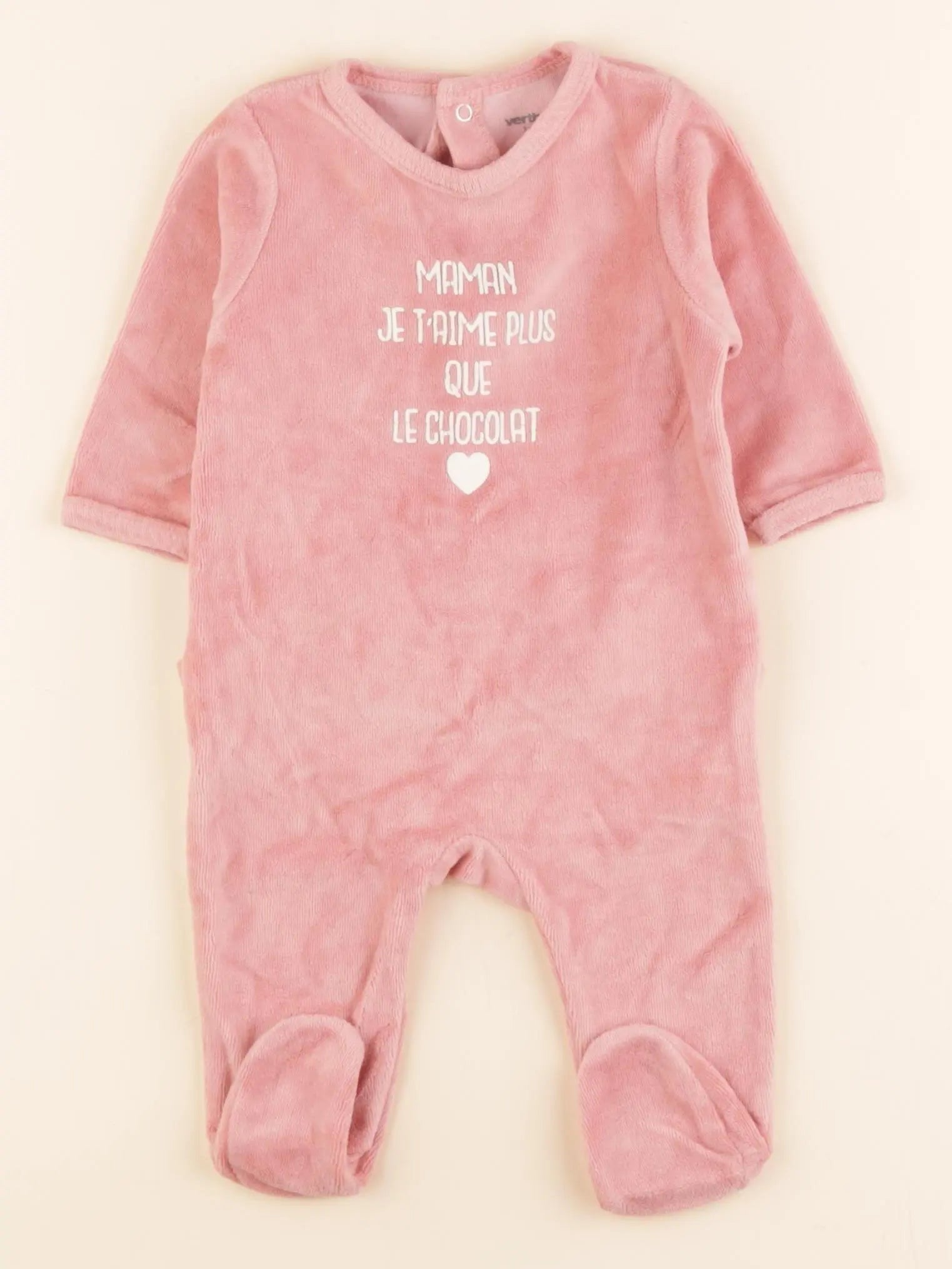 Vertbaudet - pyjama velours rose - 3 mois