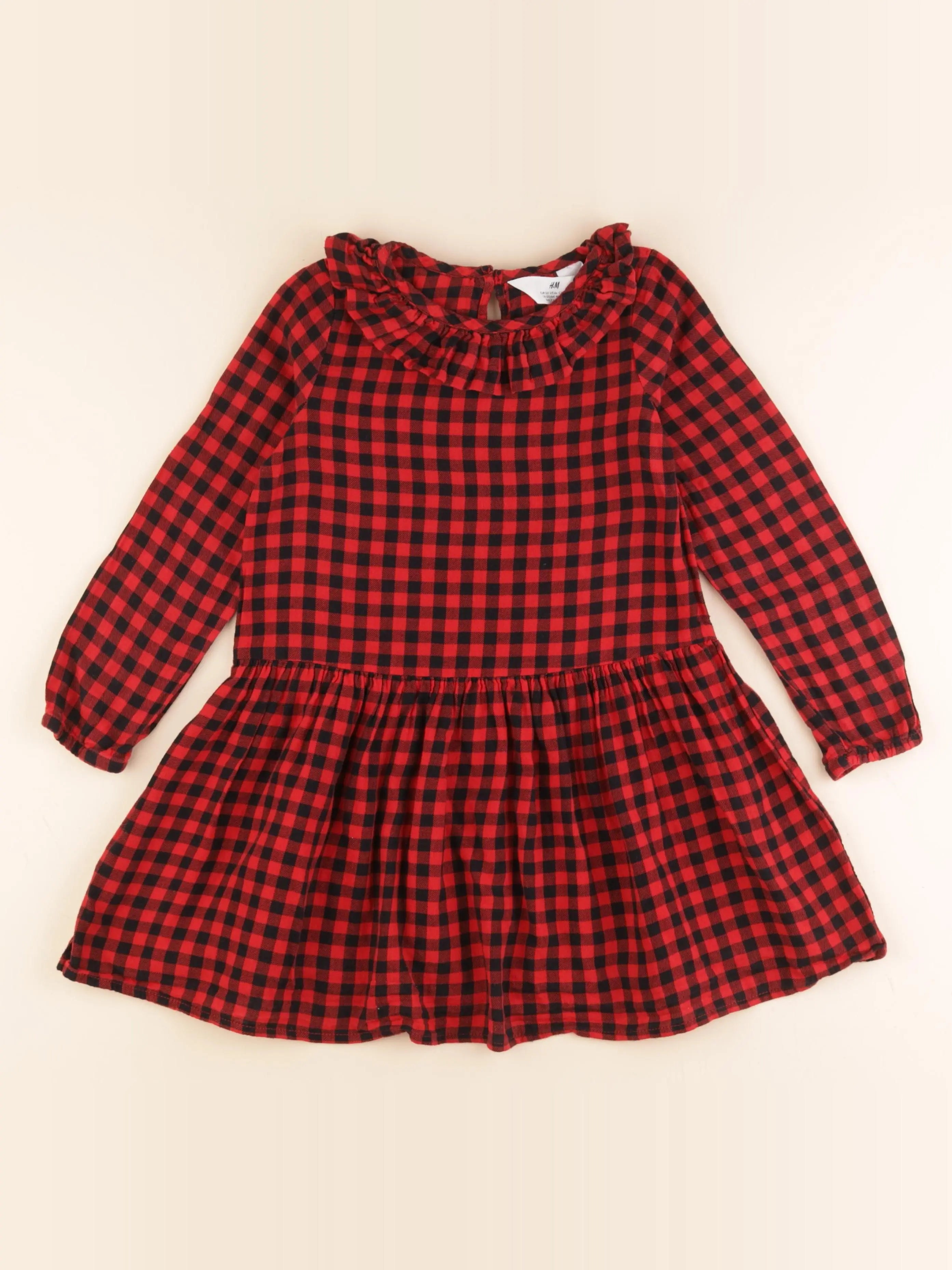 H&M - robe rouge, noir - 6/7 ans