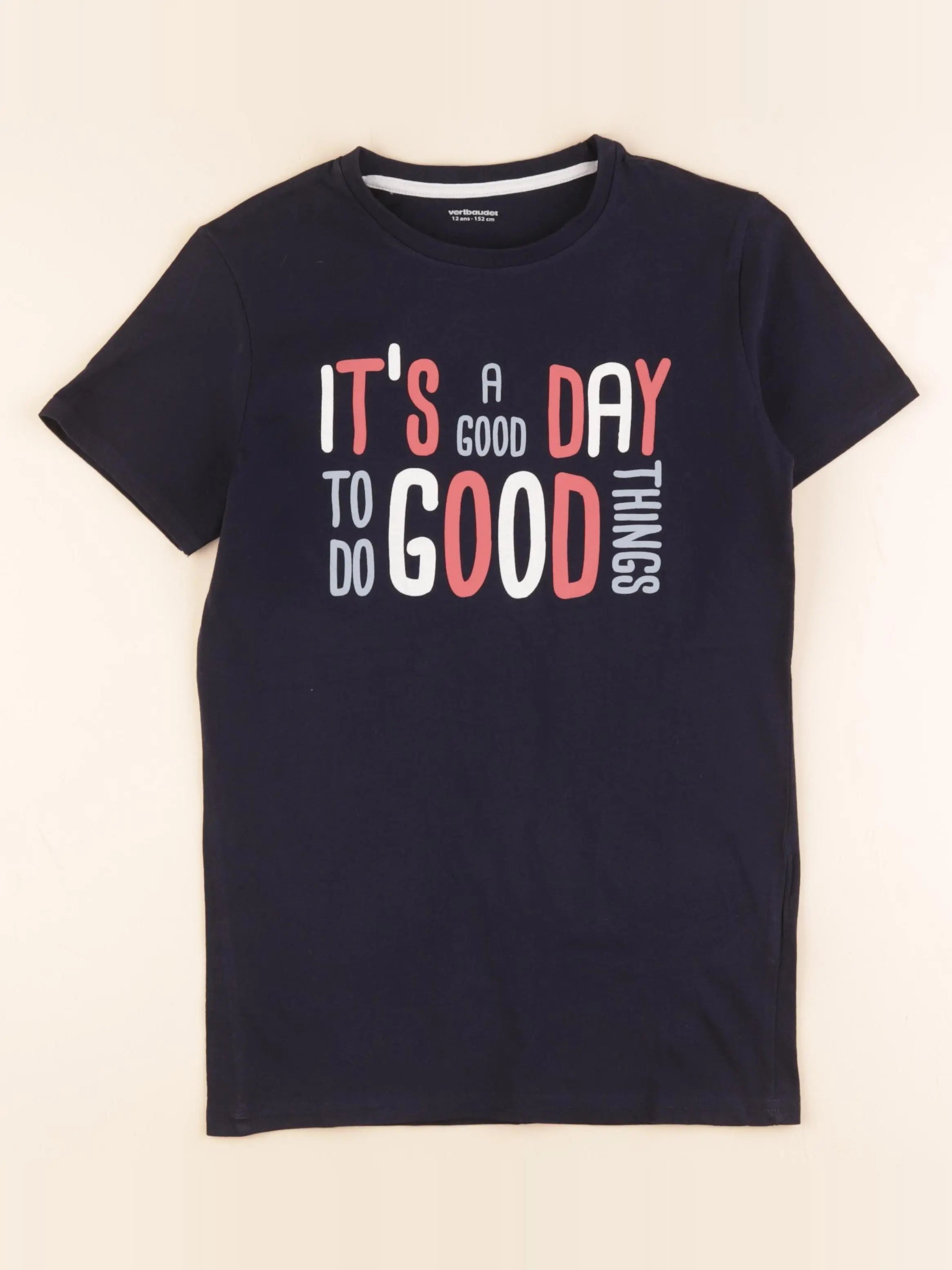 Vertbaudet - tee-shirt bleu - 12 ans