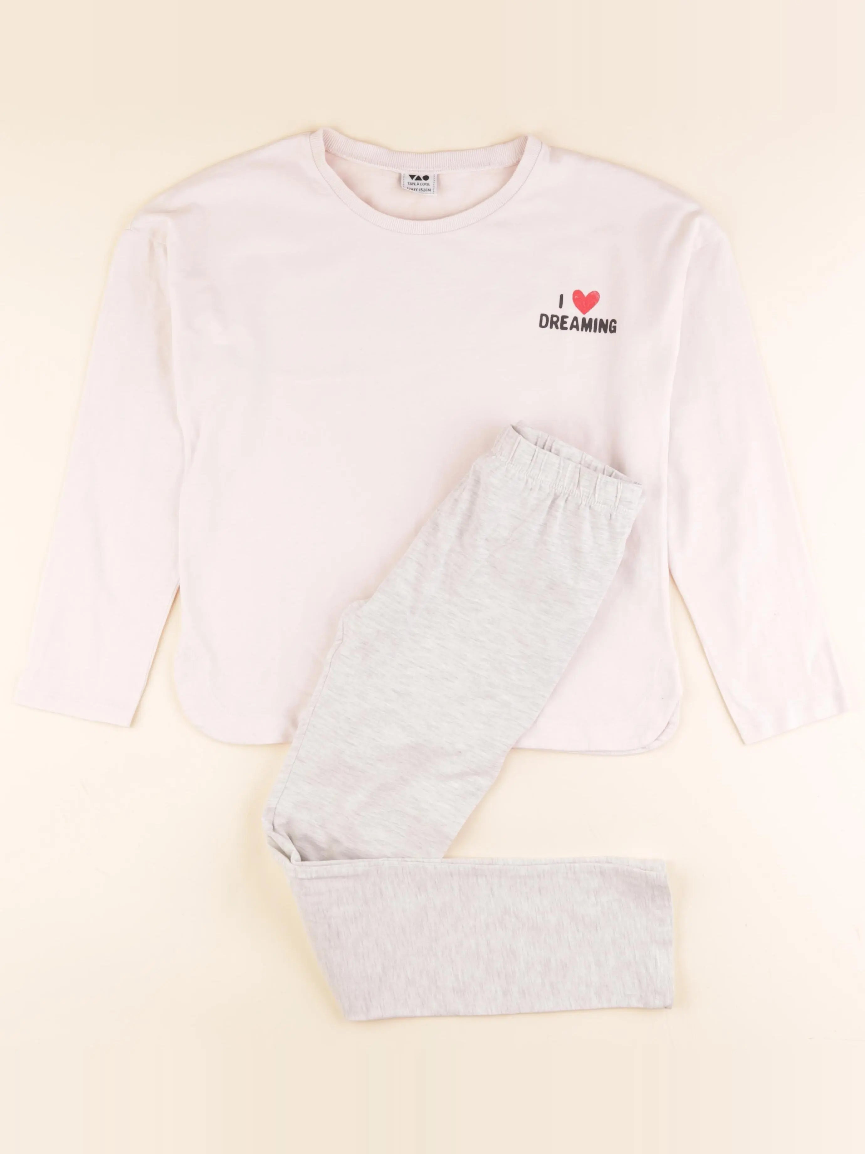 Tape à l'oeil - pyjama coton gris, rose - 12 ans