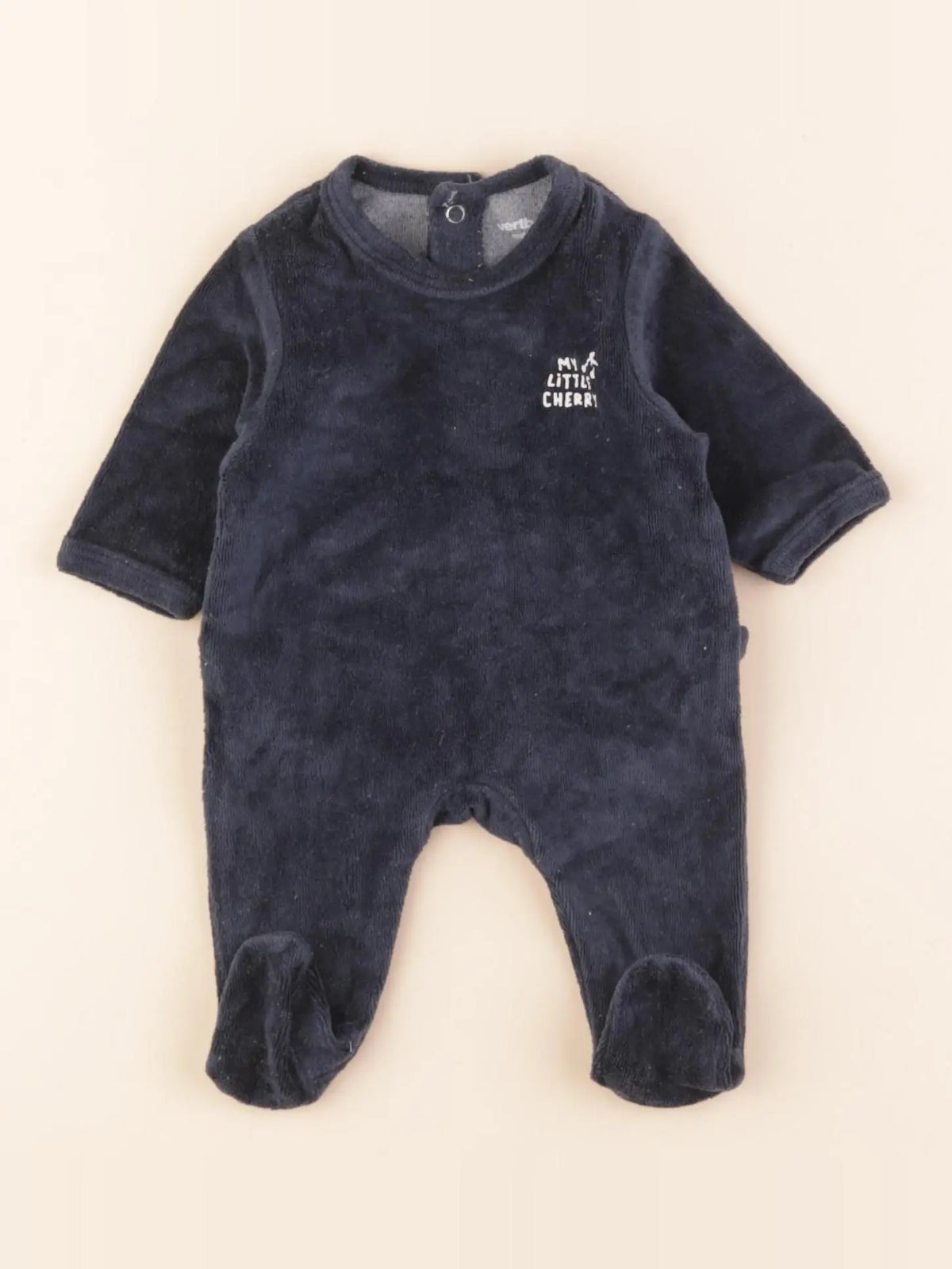 Vertbaudet - pyjama velours bleu - 0 mois