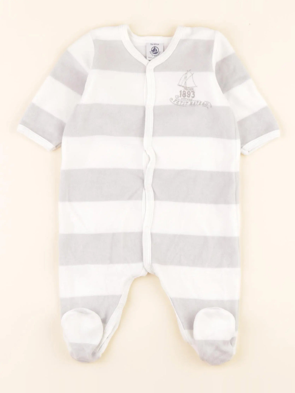 Pyjama velours blanc, gris
